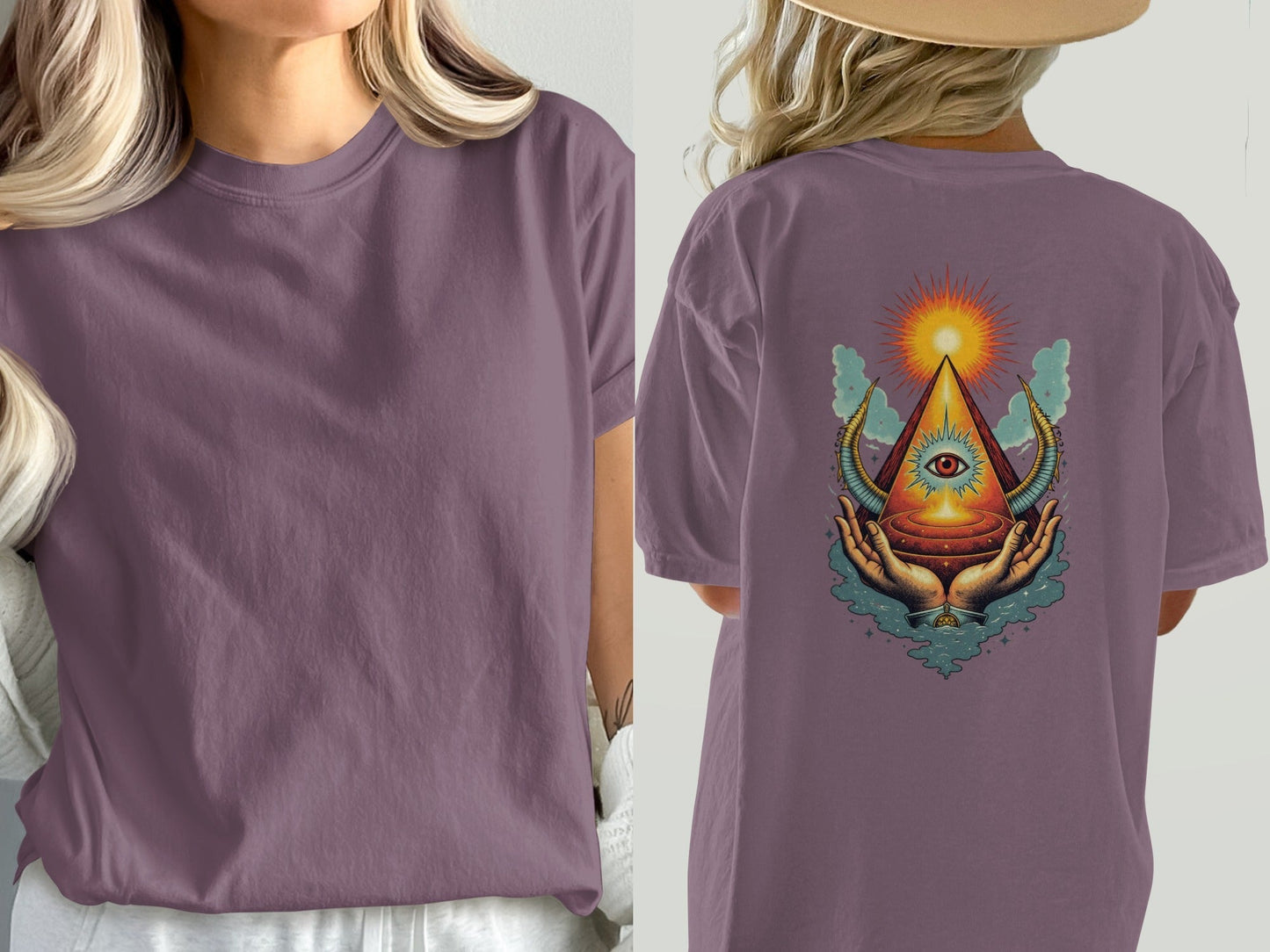 All Seeing Eye Hands Pyramid Symbol Art Cool T-Shirt - IconVexa