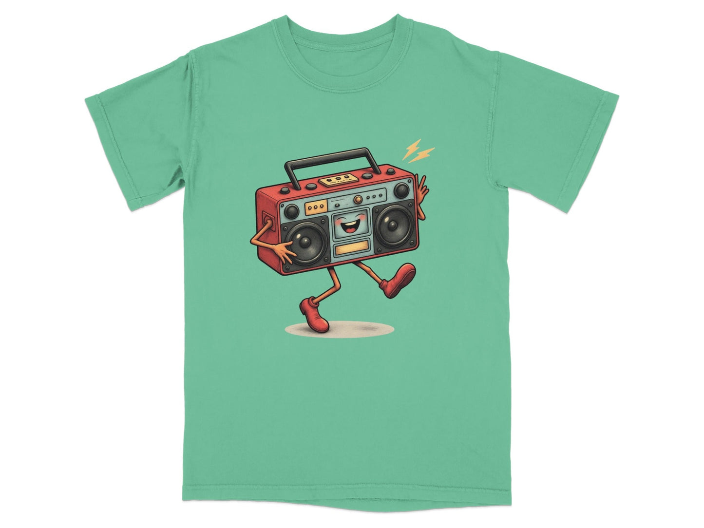 Animated Retro Boombox With Arms and Legs Design T-Shirt - IconVexa