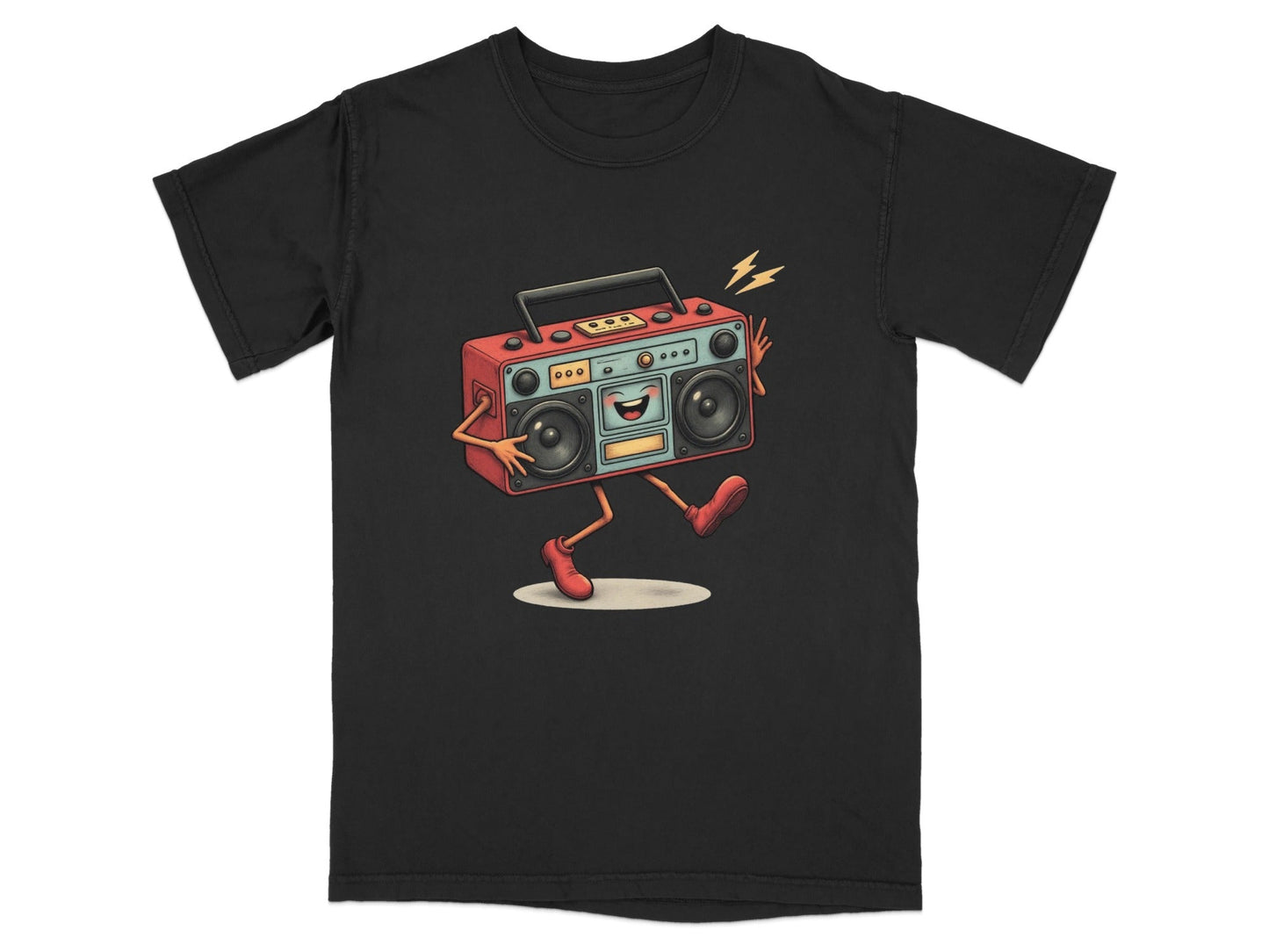 Animated Retro Boombox With Arms and Legs Design T-Shirt - IconVexa