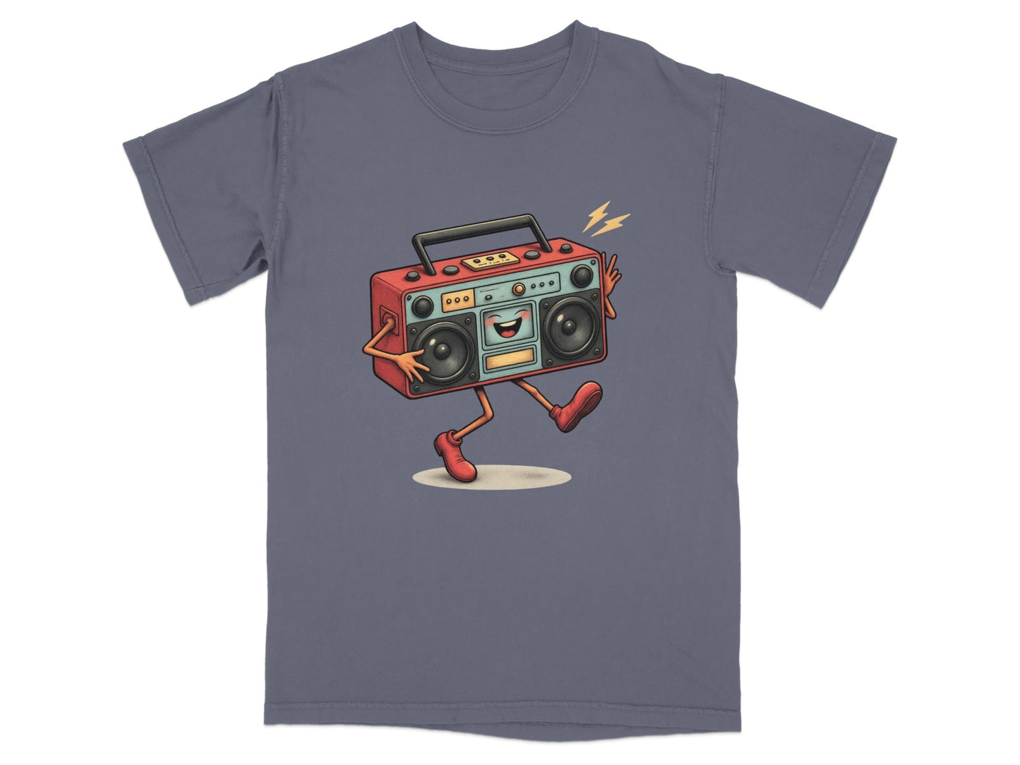 Animated Retro Boombox With Arms and Legs Design T-Shirt - IconVexa
