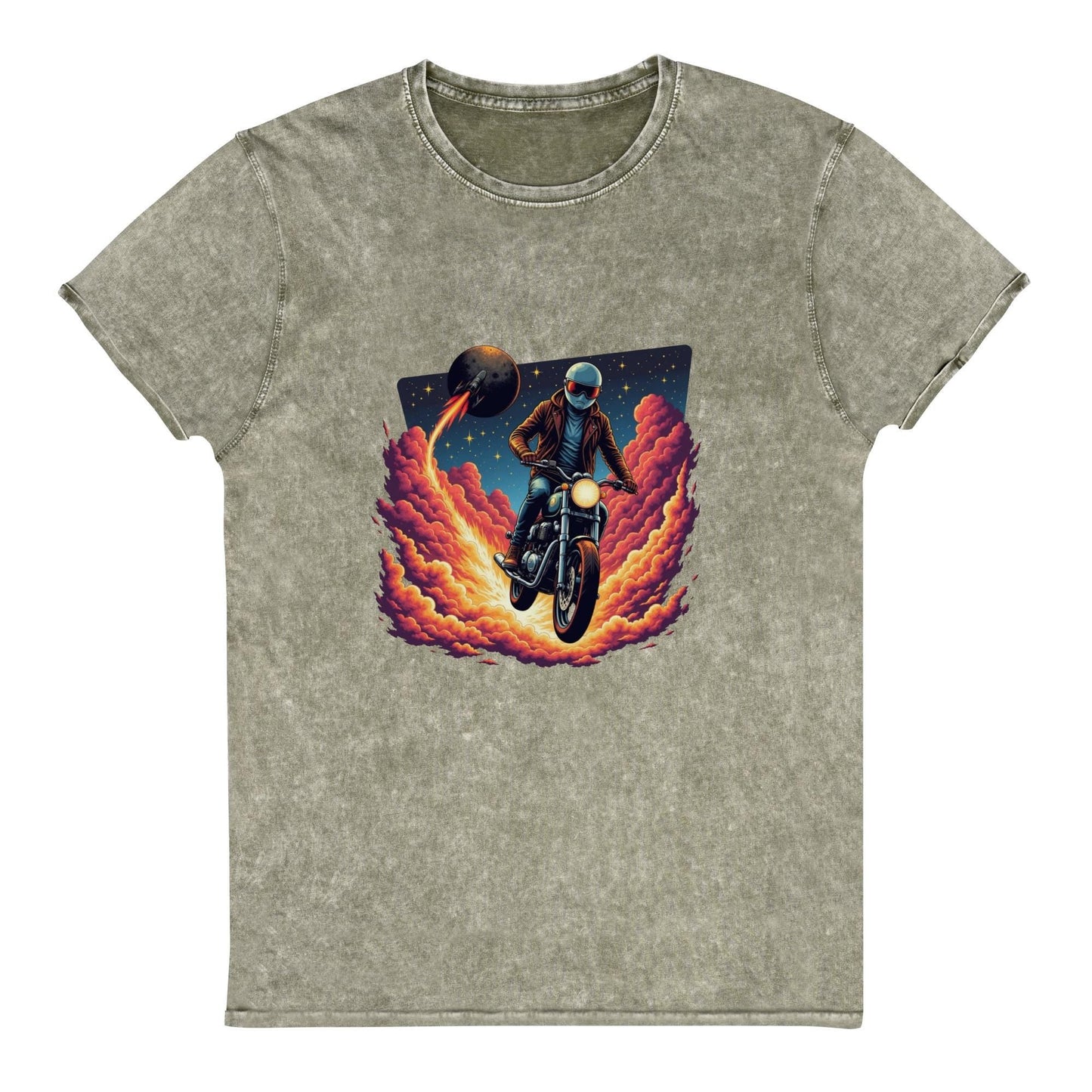 Astronaut Motorcycle T-Shirt | Retro Sci - Fi Graphic Tee | Outer Space Adventure Shirt - IconVexa