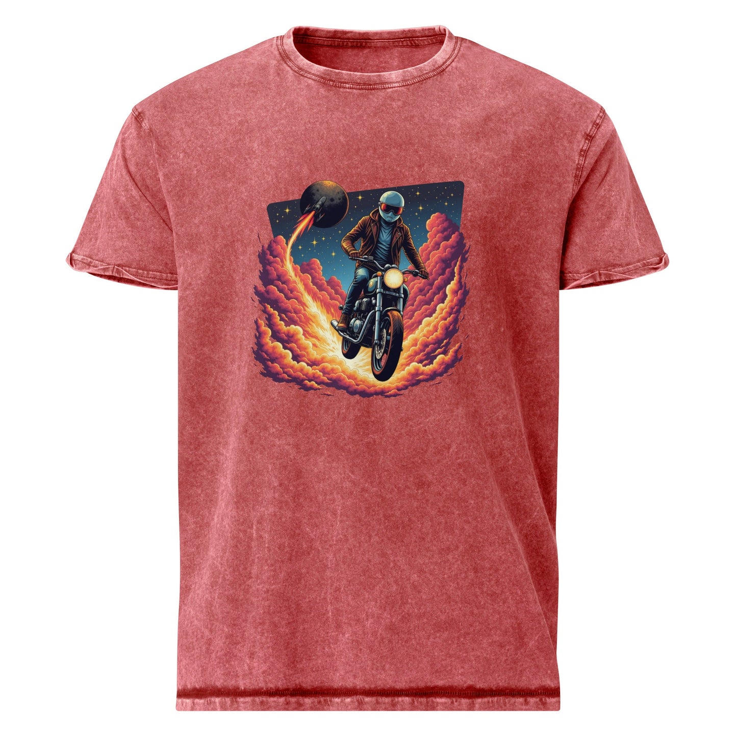 Astronaut Motorcycle T-Shirt | Retro Sci - Fi Graphic Tee | Outer Space Adventure Shirt - IconVexa