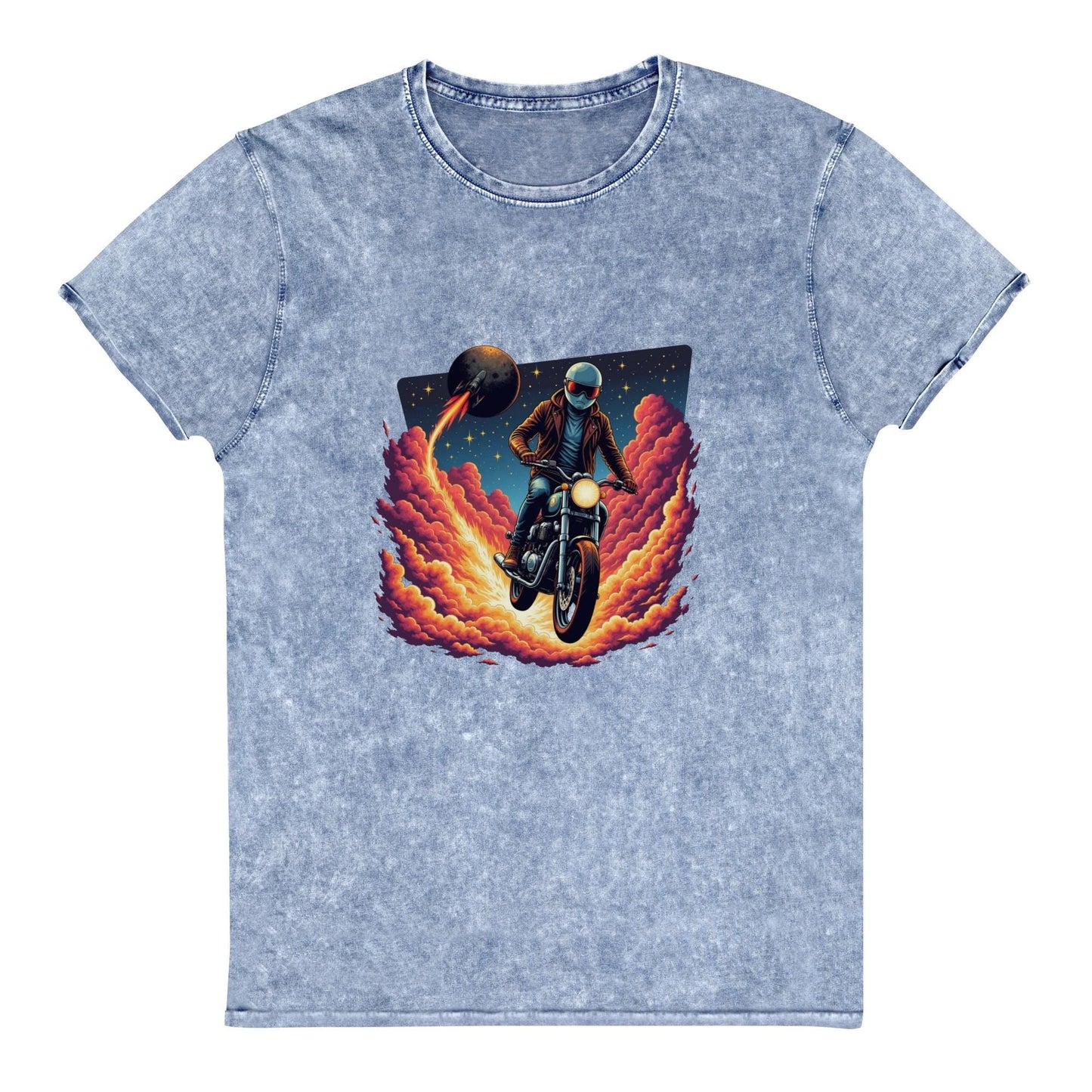 Astronaut Motorcycle T-Shirt | Retro Sci - Fi Graphic Tee | Outer Space Adventure Shirt - IconVexa