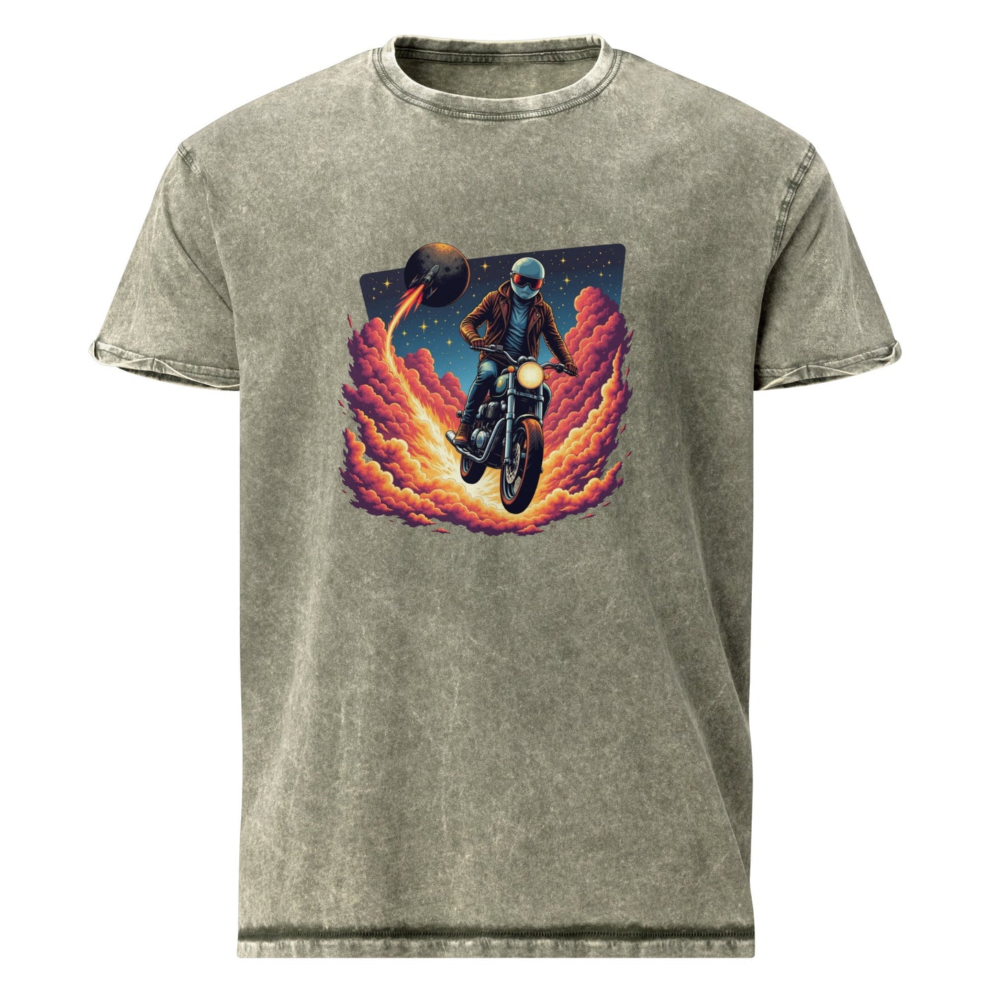 Astronaut Motorcycle T-Shirt | Retro Sci - Fi Graphic Tee | Outer Space Adventure Shirt - IconVexa