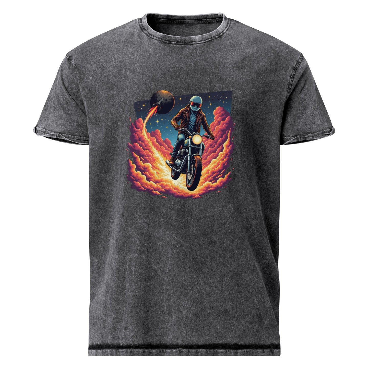 Astronaut Motorcycle T-Shirt | Retro Sci - Fi Graphic Tee | Outer Space Adventure Shirt - IconVexa