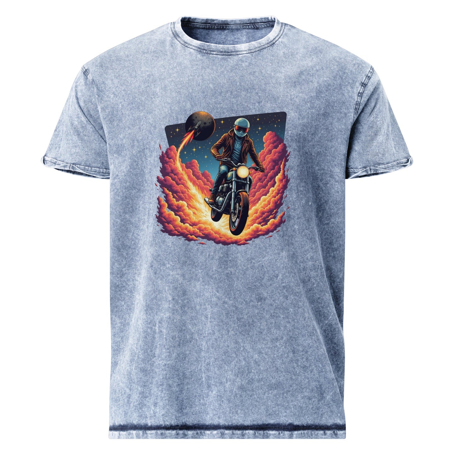 Astronaut Motorcycle T-Shirt | Retro Sci - Fi Graphic Tee | Outer Space Adventure Shirt - IconVexa