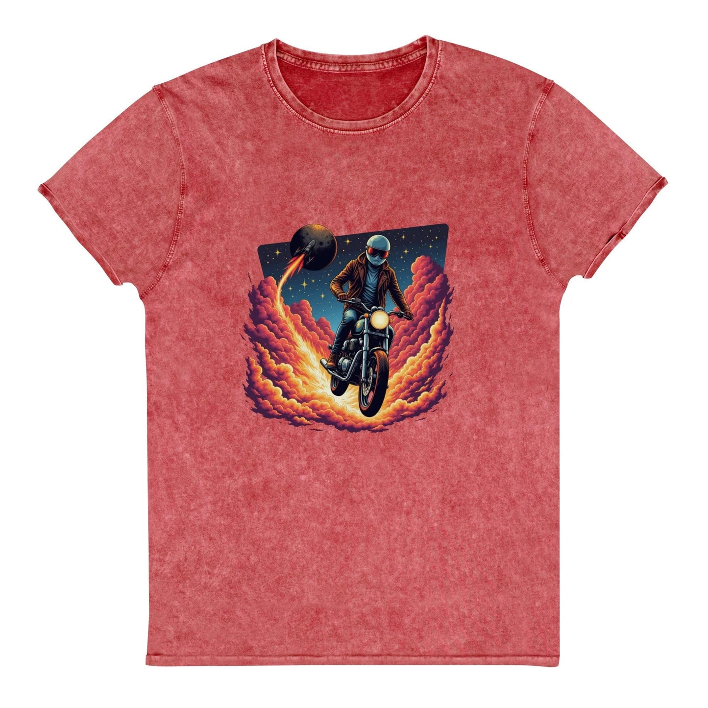 Astronaut Motorcycle T-Shirt | Retro Sci - Fi Graphic Tee | Outer Space Adventure Shirt - IconVexa