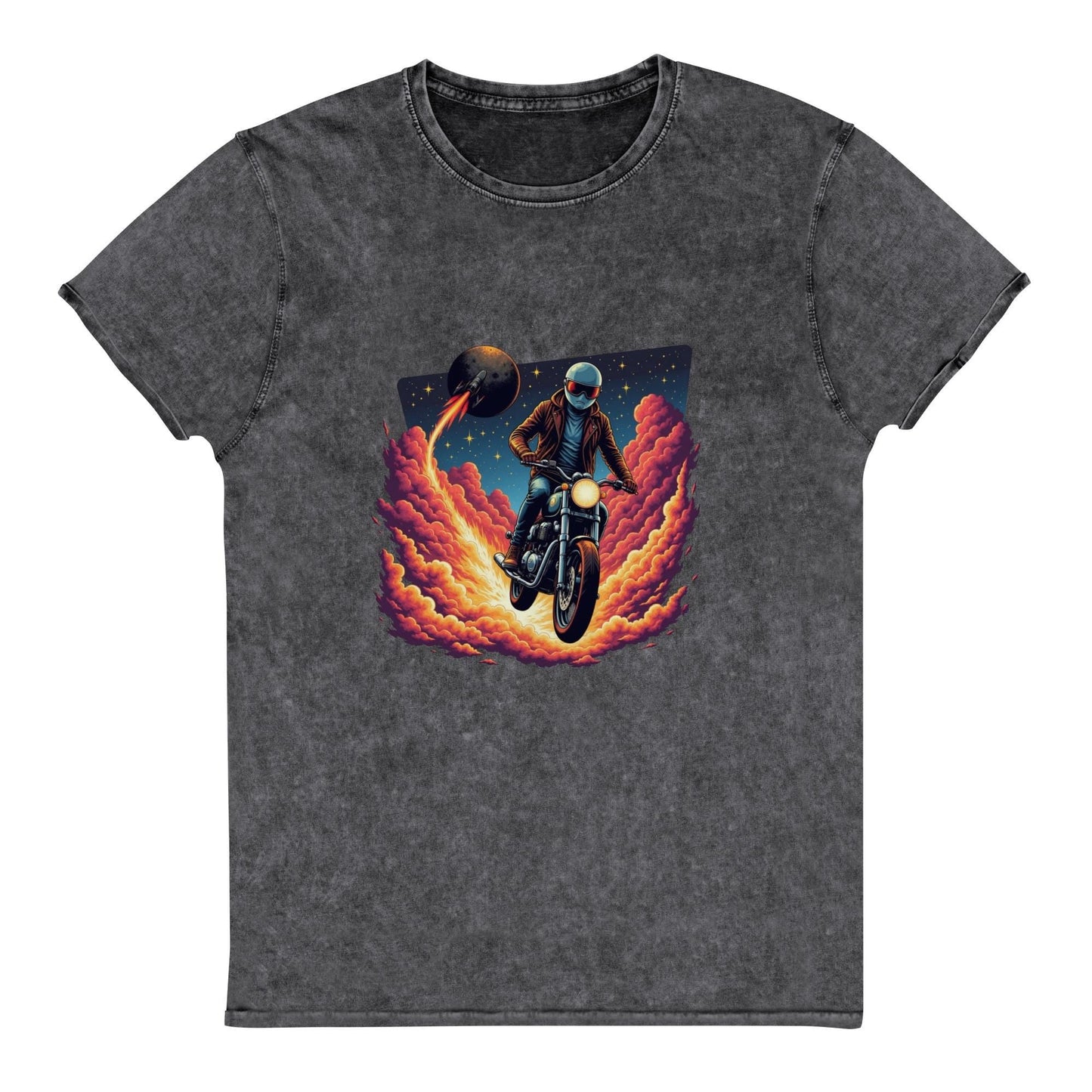 Astronaut Motorcycle T-Shirt | Retro Sci - Fi Graphic Tee | Outer Space Adventure Shirt - IconVexa