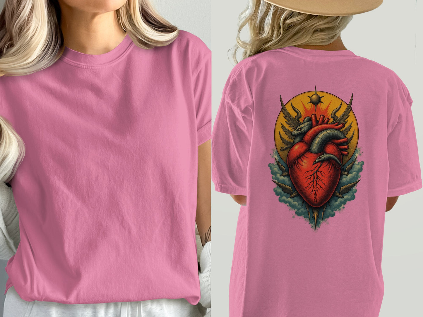 Unique Heart and Nature Art Graphic T-Shirt product type
