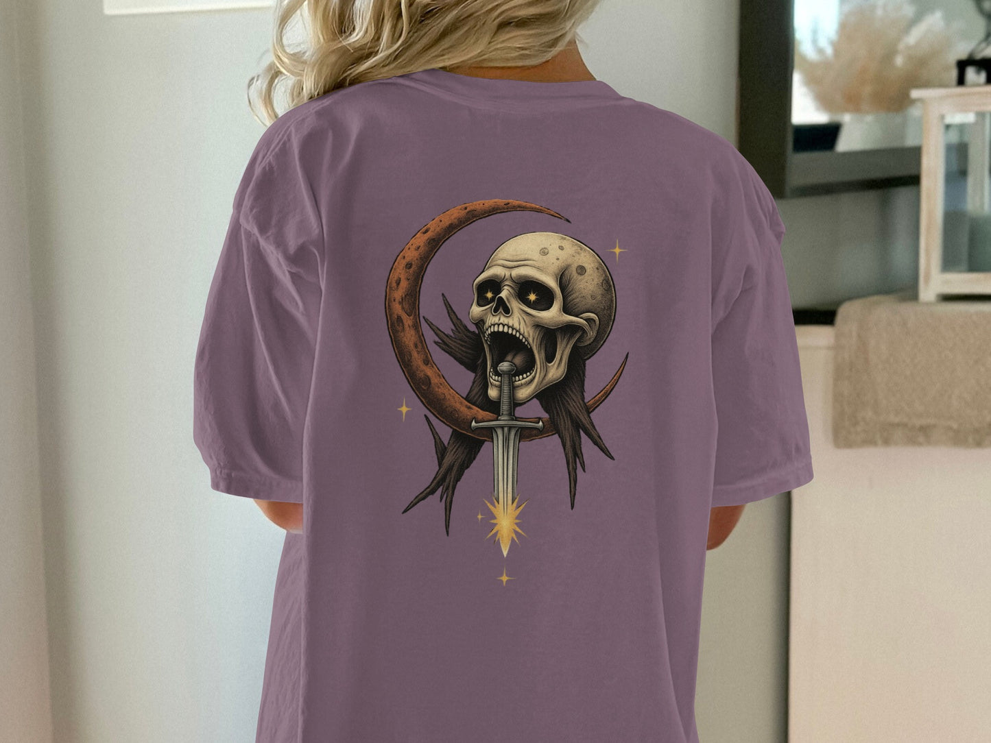 Skull Crescent Moon Graphic T-Shirt product type