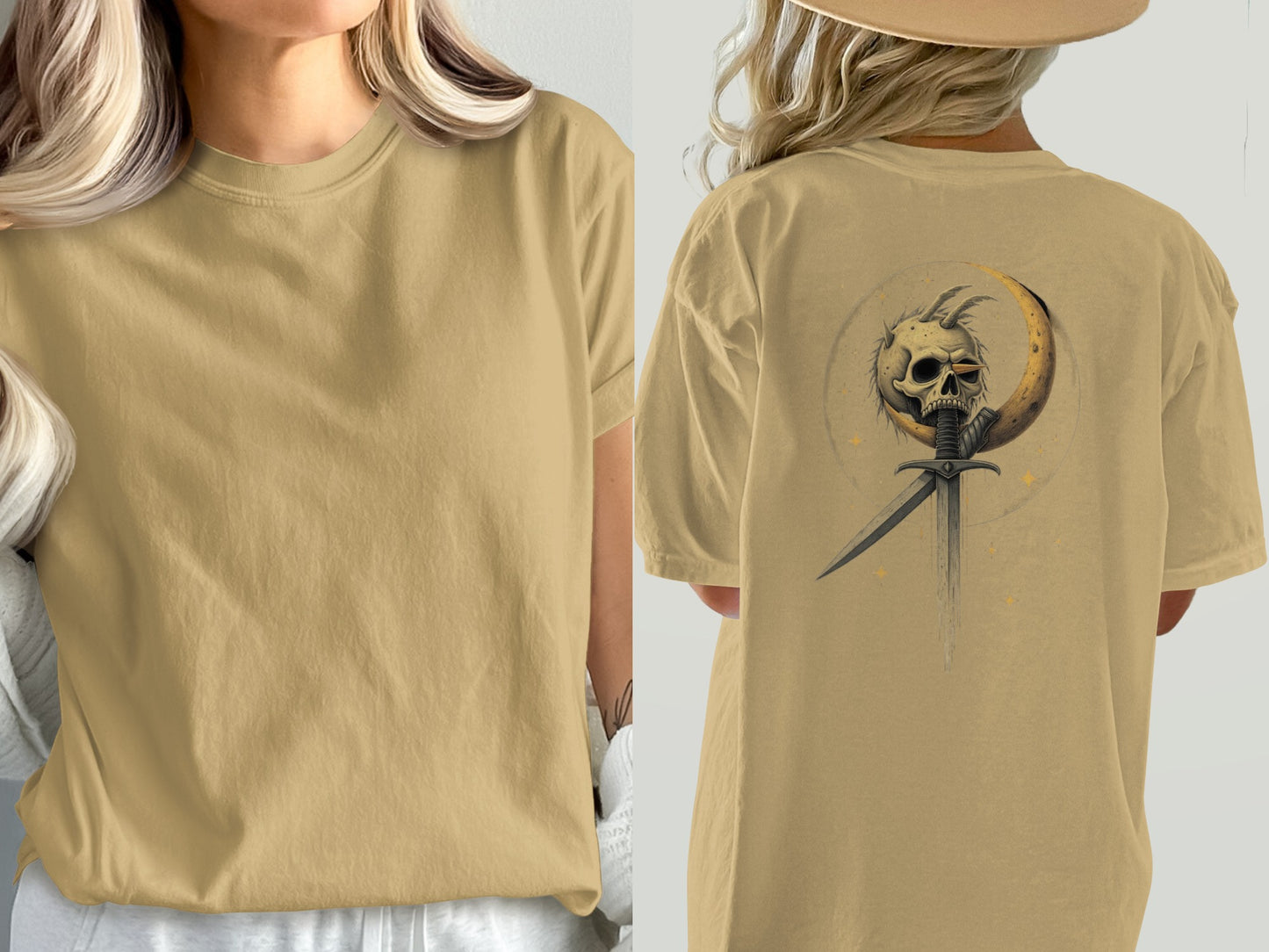 Skull and Moon Graphic T-Shirt Casual Fashion product type