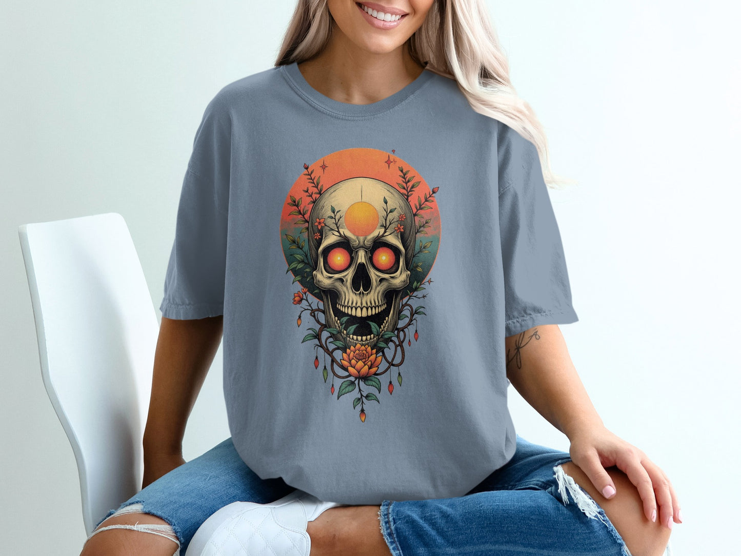Skull Design Graphic Tee Casual Wear T-shirt product type
