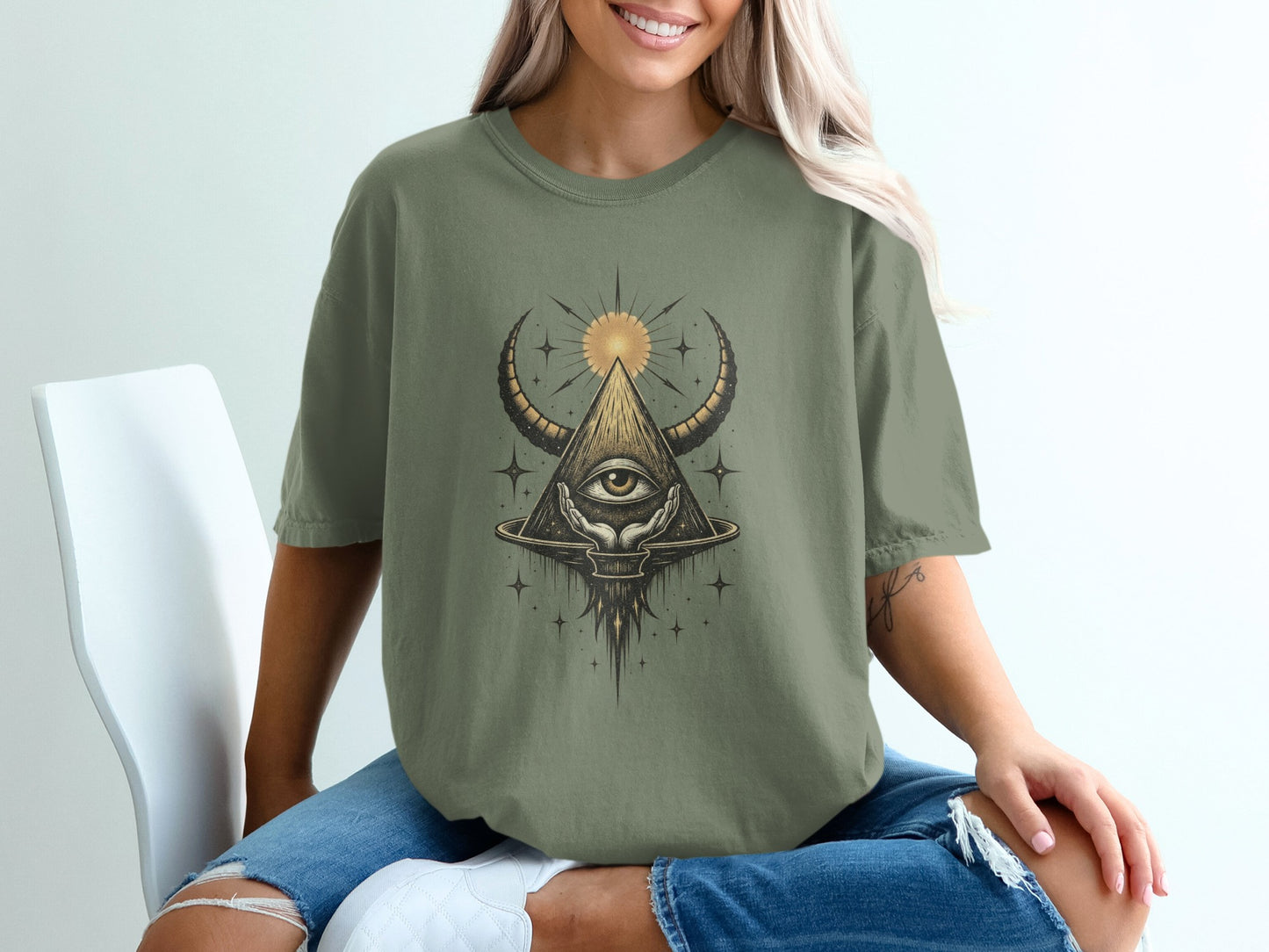 All Seeing Eye Sun and Moon Graphic Tee product