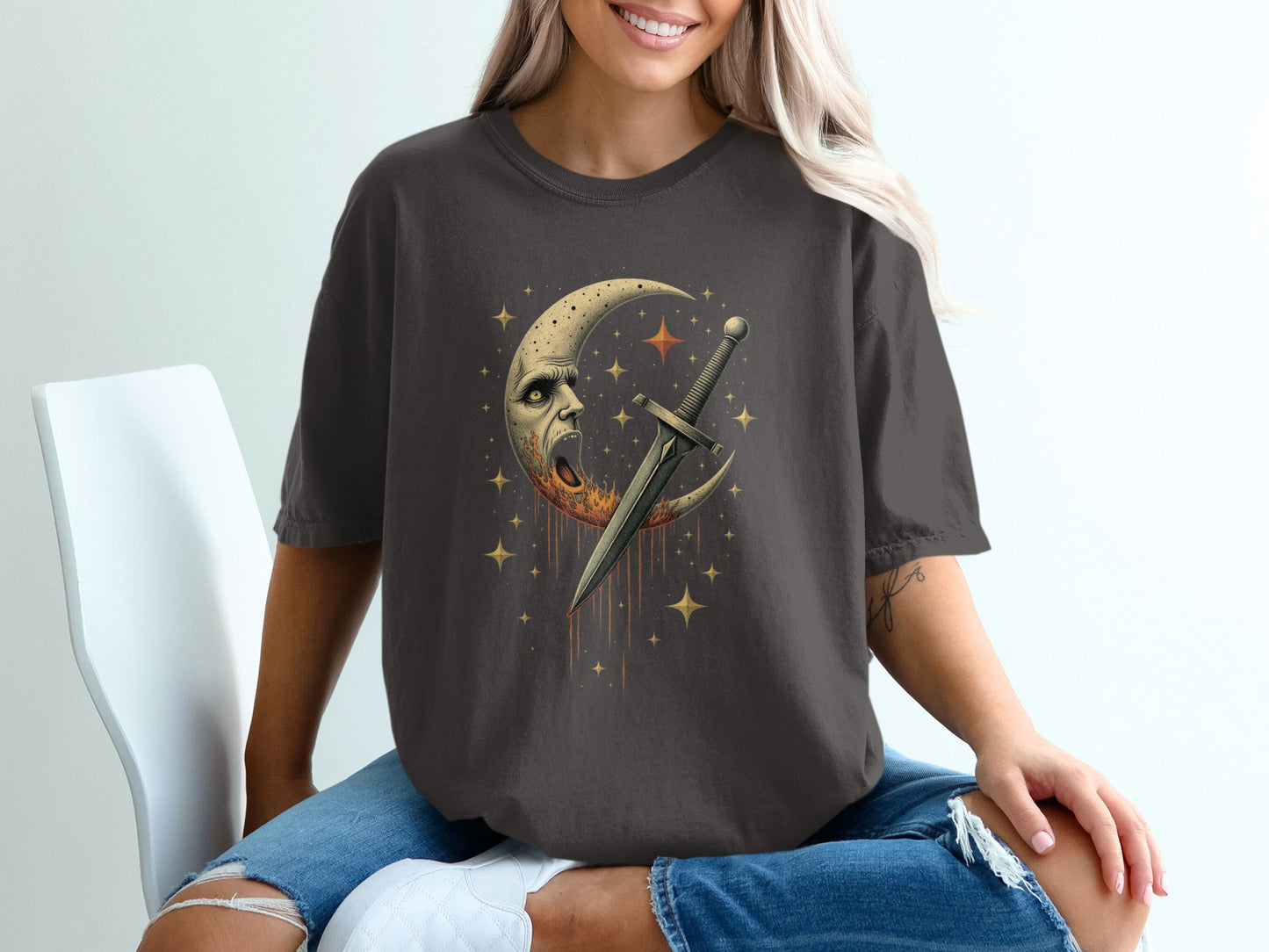 Vintage Moon and Dagger Graphic T-Shirt product