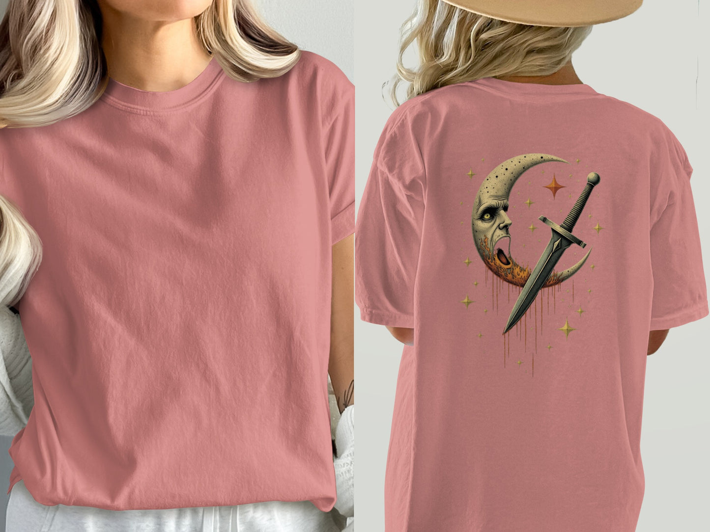 Pink Moon with Sword Graphic Tee Shirt product type