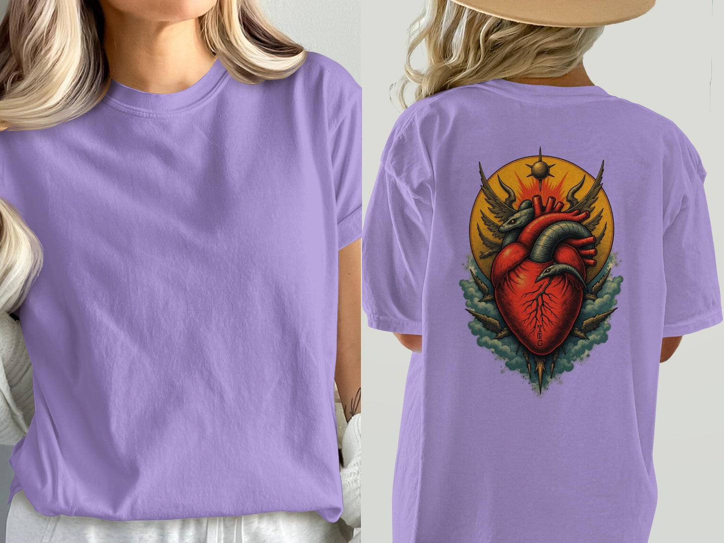 Vintage Heart Tattoo Design Unisex Casual T-Shirt product