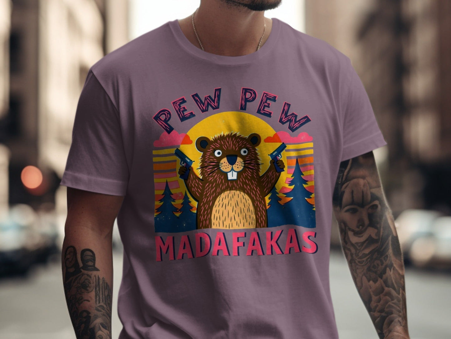 Beaver T-Shirt, Funny Animal Tee, Pew Pew Shirt, Offensive Shirt, Humor Tee, Graphic Tee, Novelty Shirt, Meme Shirt, Viral T-Shirt - IconVexa