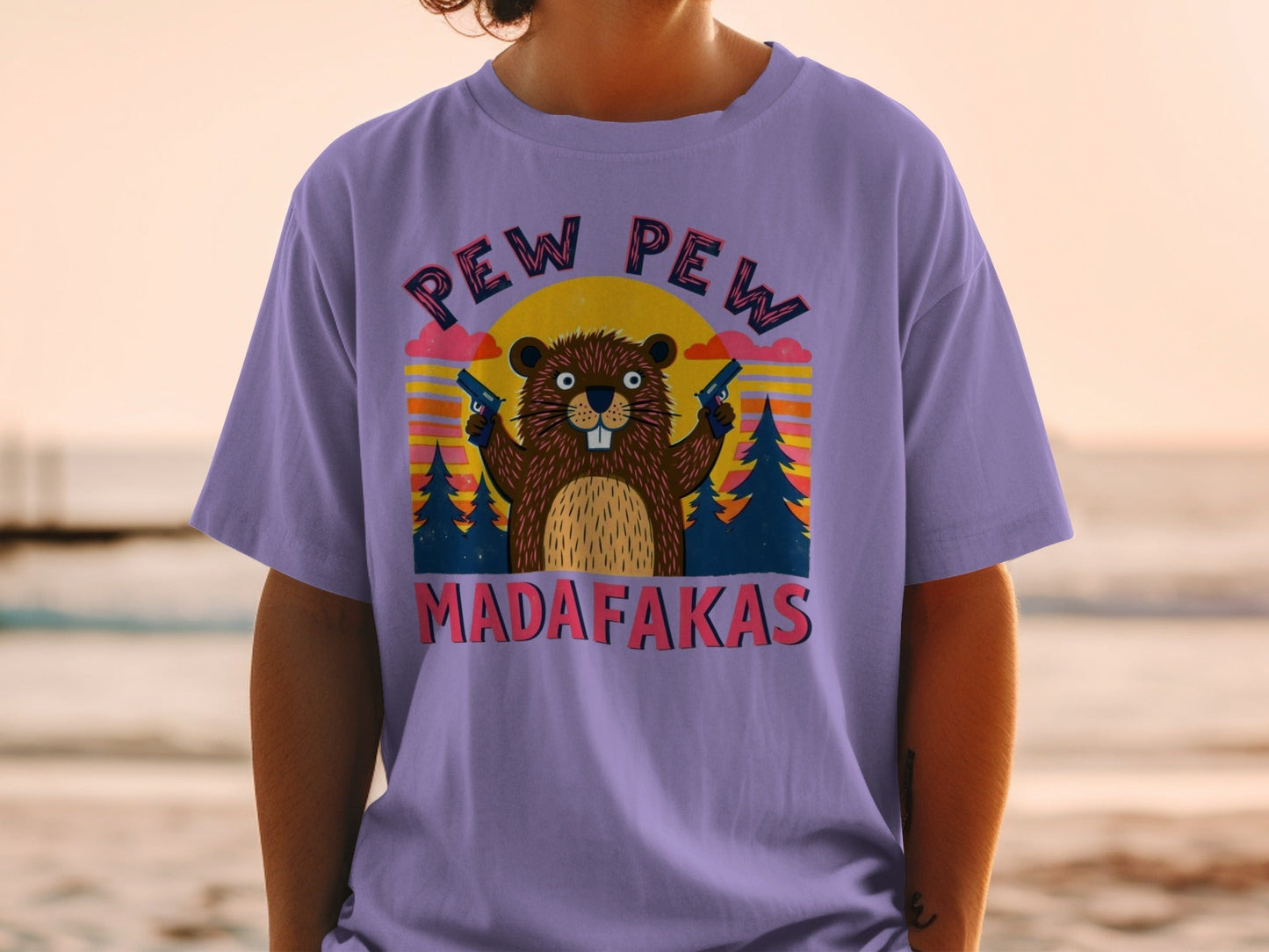 Beaver T-Shirt, Funny Animal Tee, Pew Pew Shirt, Offensive Shirt, Humor Tee, Graphic Tee, Novelty Shirt, Meme Shirt, Viral T-Shirt - IconVexa
