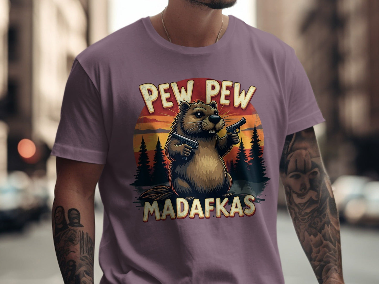 Beaver T-Shirt, Pew Pew Madafkas Tee, Funny Animal Shirt, Meme Gift Shirt, Novelty T Shirt, Gun Shirt, Humor T-Shirt - IconVexa