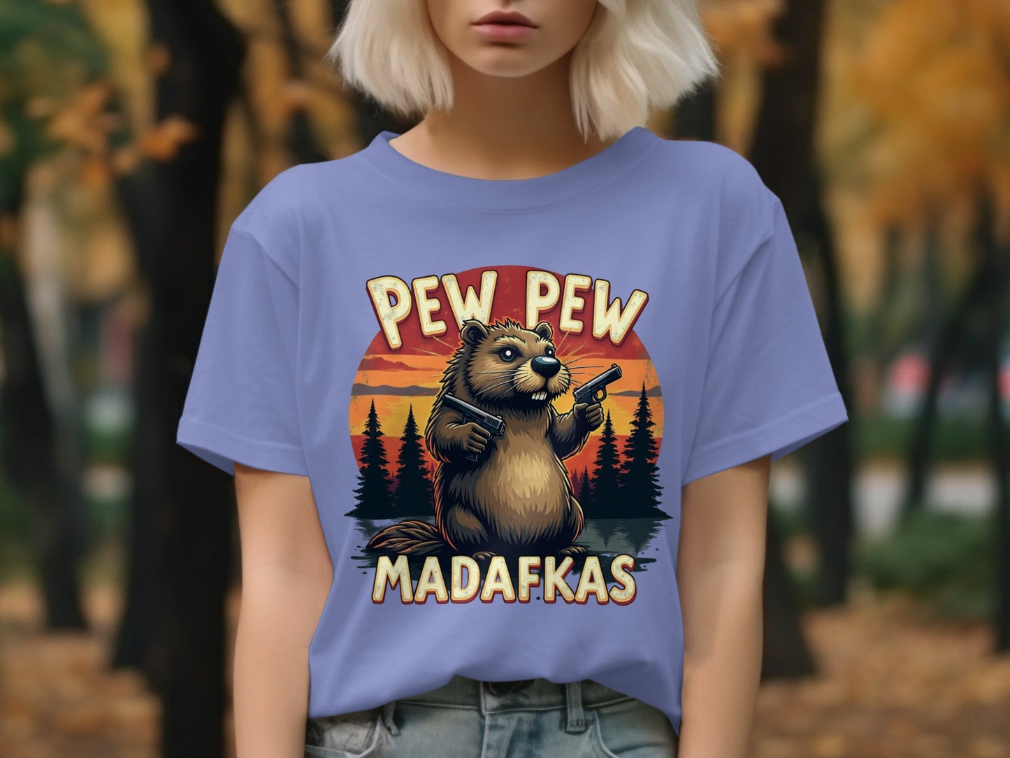 Beaver T-Shirt, Pew Pew Madafkas Tee, Funny Animal Shirt, Meme Gift Shirt, Novelty T Shirt, Gun Shirt, Humor T-Shirt - IconVexa