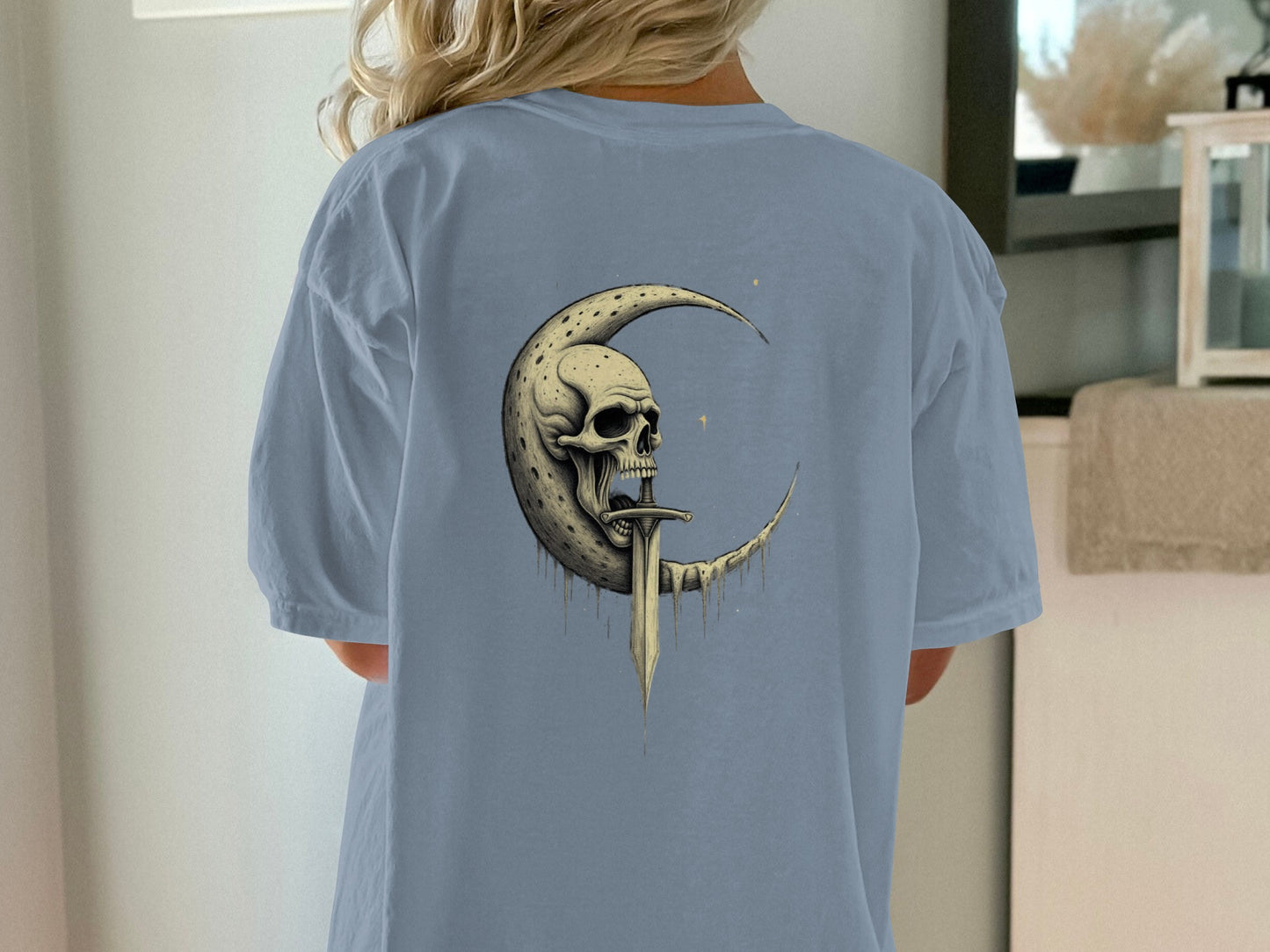 Moon and Skull Design Stylish Unique T-shirt product type