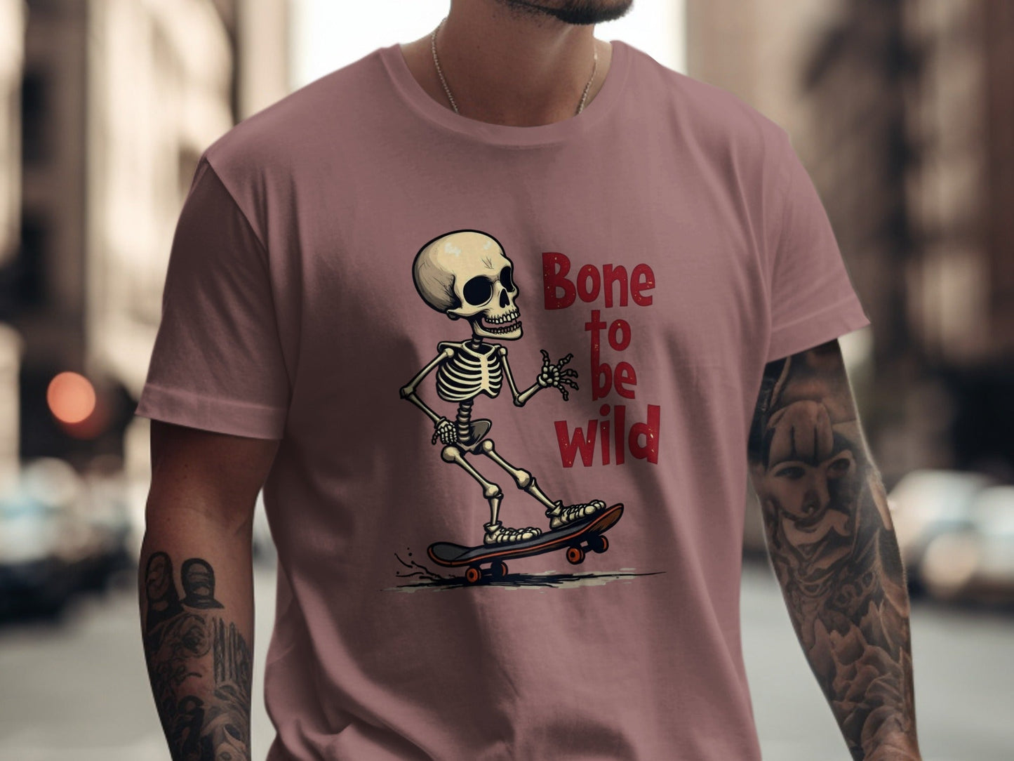 Bone To Be Wild Skateboard Skeleton Graphic Art T-Shirt - IconVexa