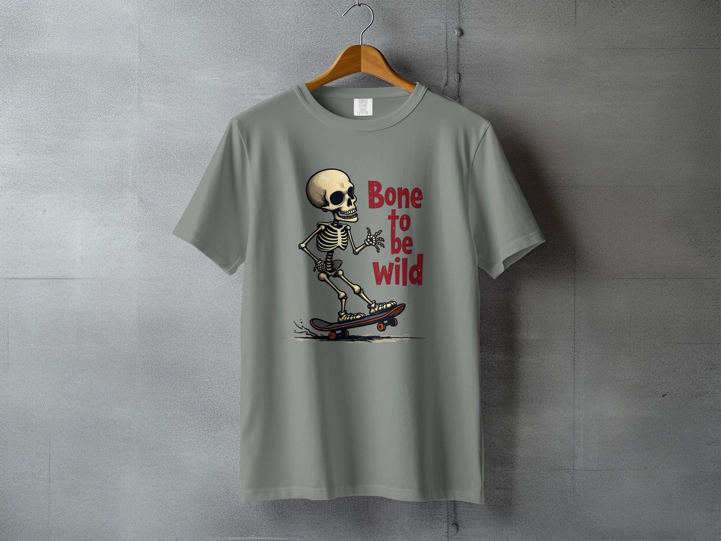 Bone To Be Wild Skateboard Skeleton Graphic Art T-Shirt - IconVexa