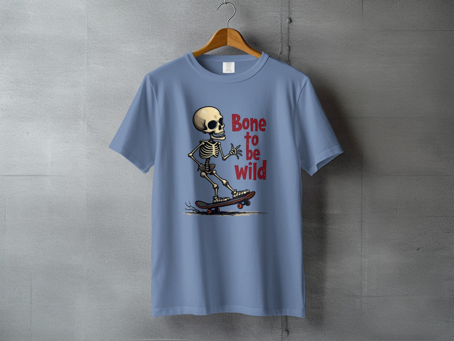 Bone To Be Wild Skateboard Skeleton Graphic Art T-Shirt - IconVexa