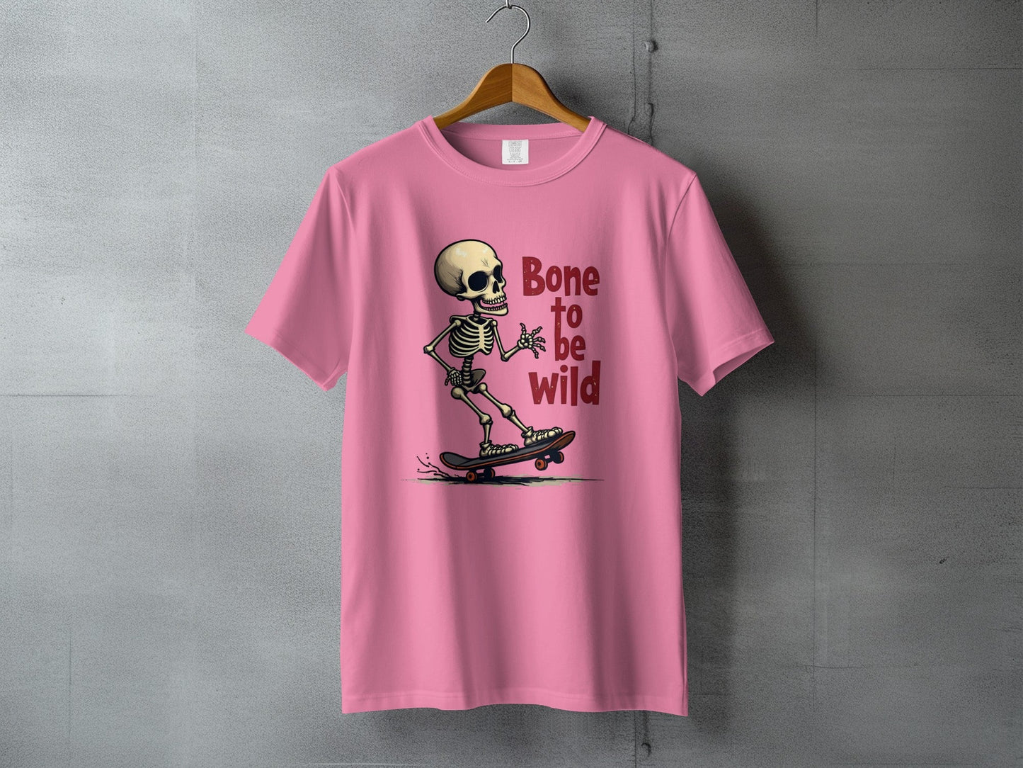 Bone To Be Wild Skateboard Skeleton Graphic Art T-Shirt - IconVexa