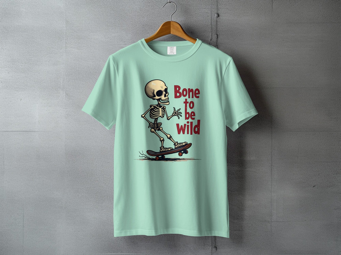 Bone To Be Wild Skateboard Skeleton Graphic Art T-Shirt - IconVexa