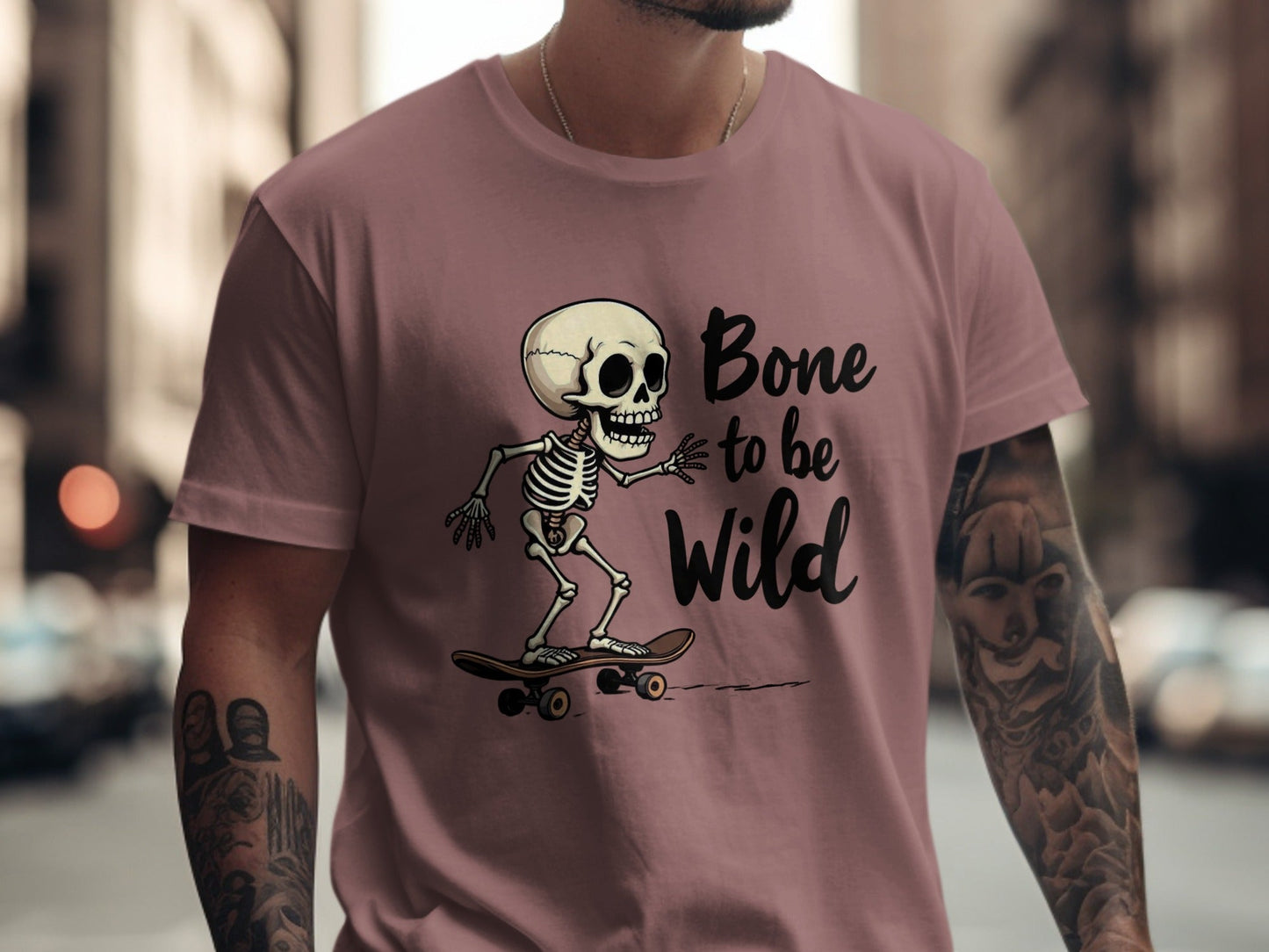 Bone To Be Wild Skeleton Graphic Novelty Design T-Shirt - IconVexa