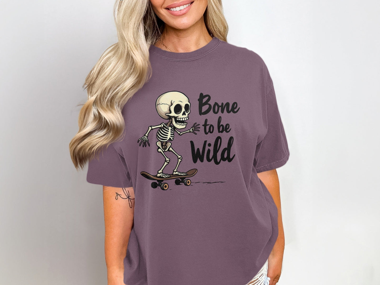 Bone To Be Wild Skeleton Graphic Novelty Design T-Shirt - IconVexa