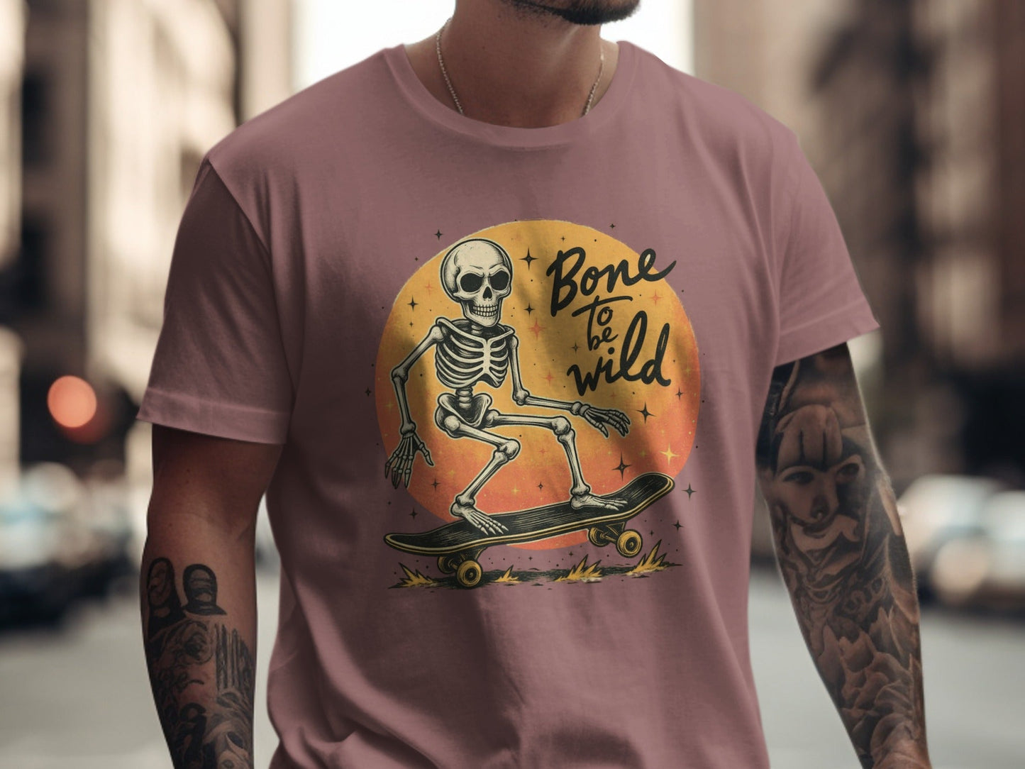 Bone To Be Wild Skeleton on Skateboard Graphic T-Shirt - IconVexa