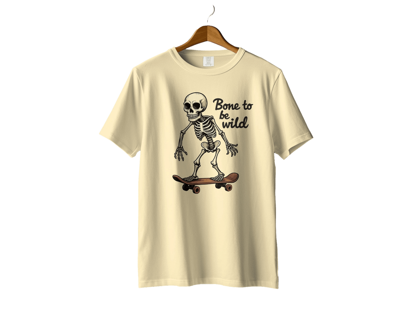 Bone to be Wild Skeleton On Skateboard Graphic T-Shirt - IconVexa