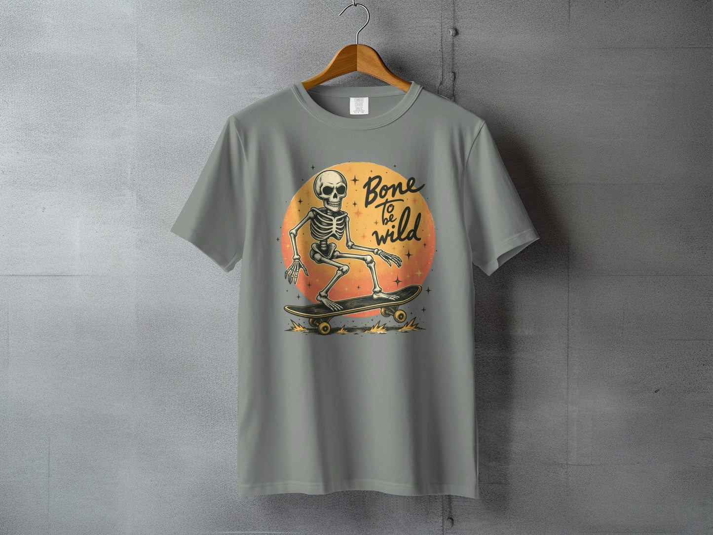 Bone To Be Wild Skeleton on Skateboard Graphic T-Shirt - IconVexa