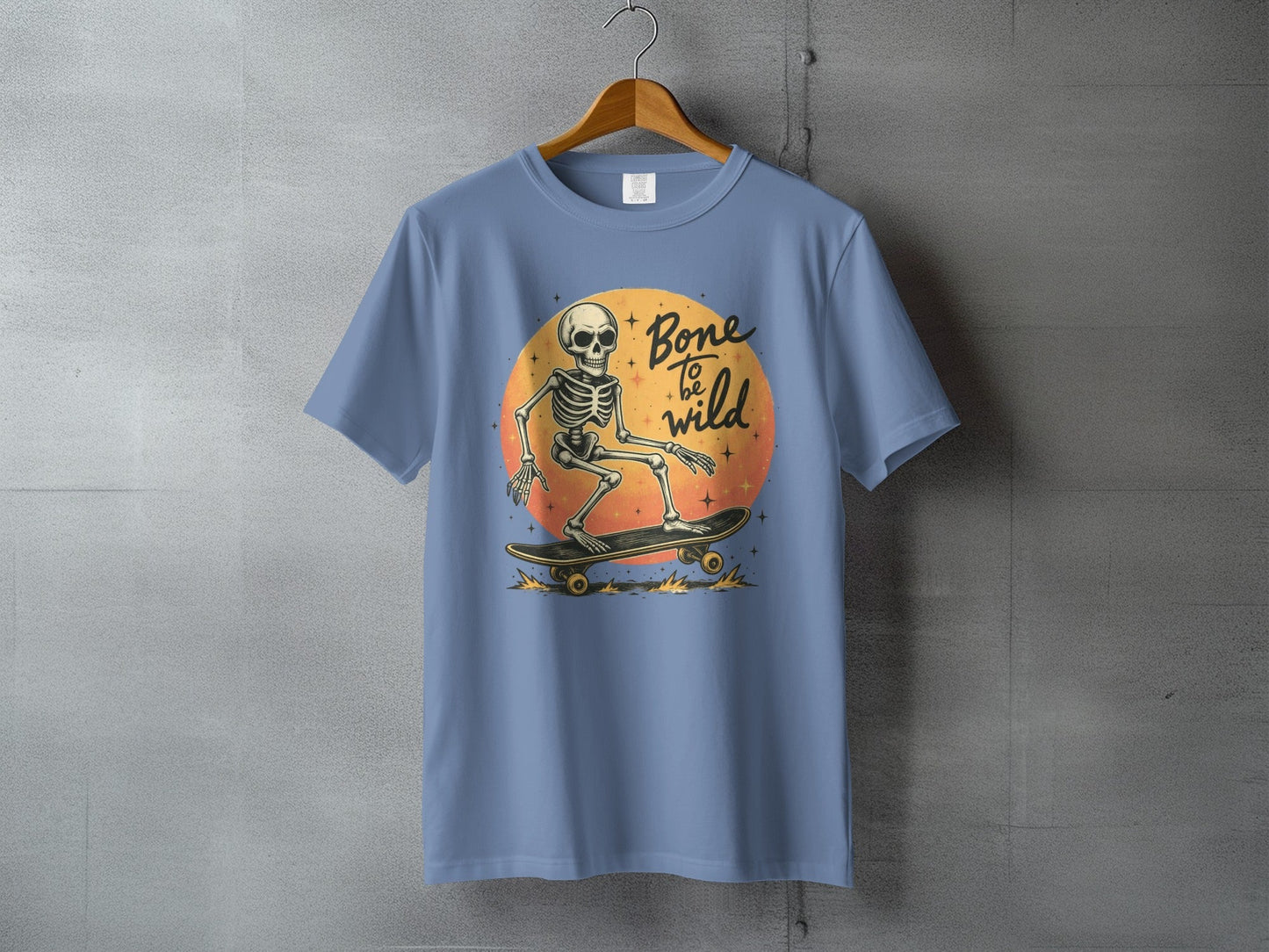 Bone To Be Wild Skeleton on Skateboard Graphic T-Shirt - IconVexa