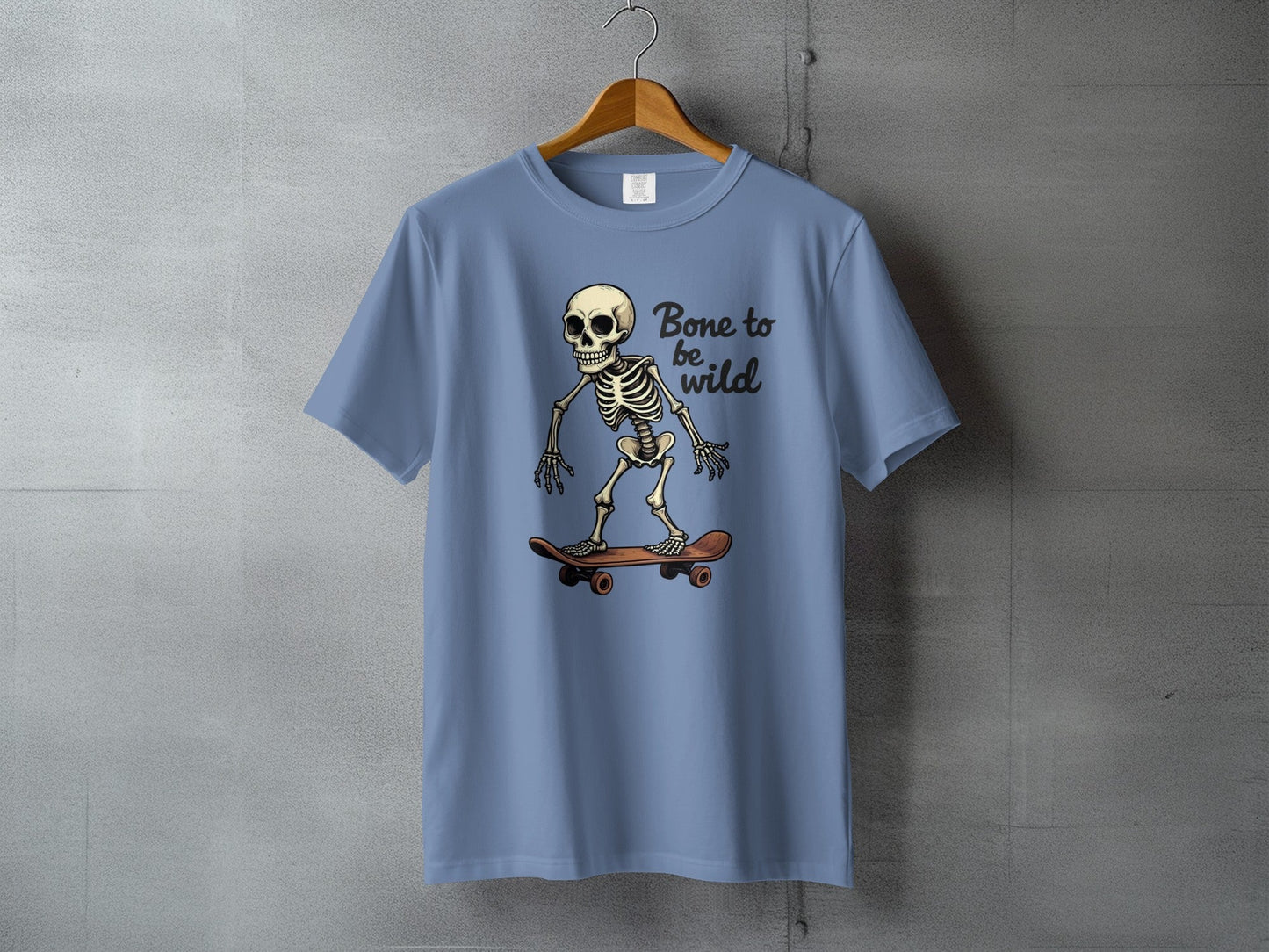 Bone to be Wild Skeleton On Skateboard Graphic T-Shirt - IconVexa