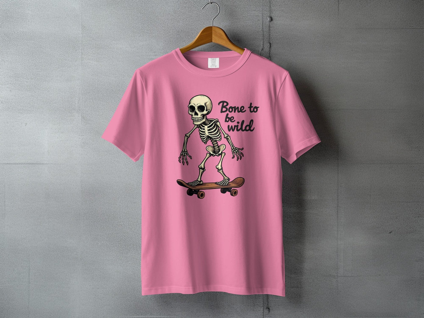 Bone to be Wild Skeleton On Skateboard Graphic T-Shirt - IconVexa