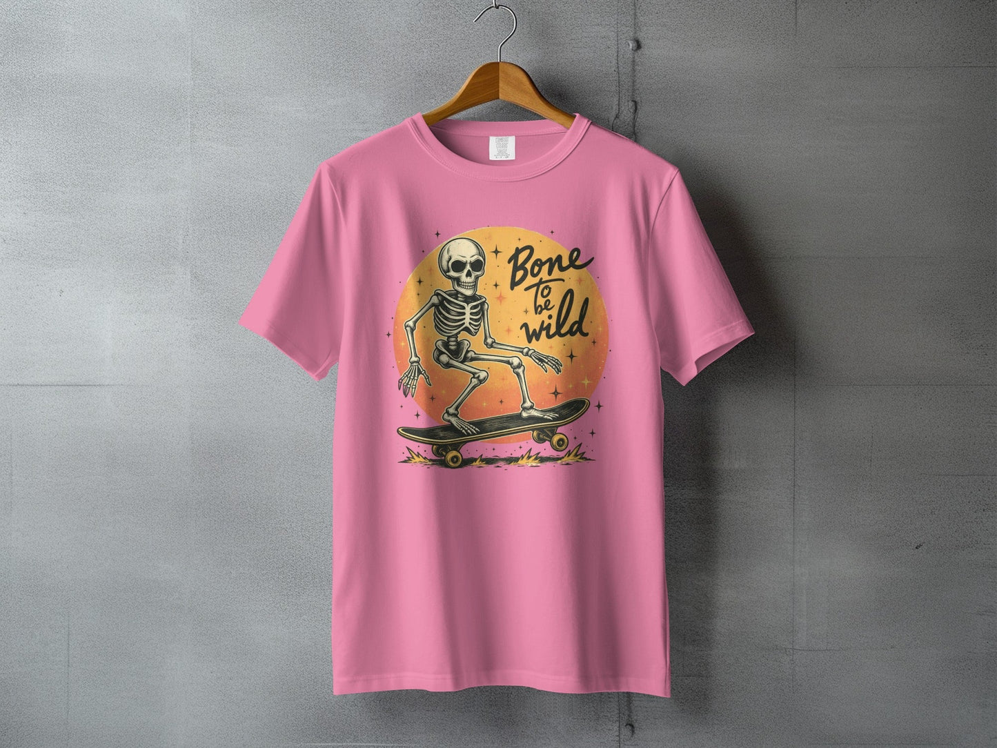 Bone To Be Wild Skeleton on Skateboard Graphic T-Shirt - IconVexa