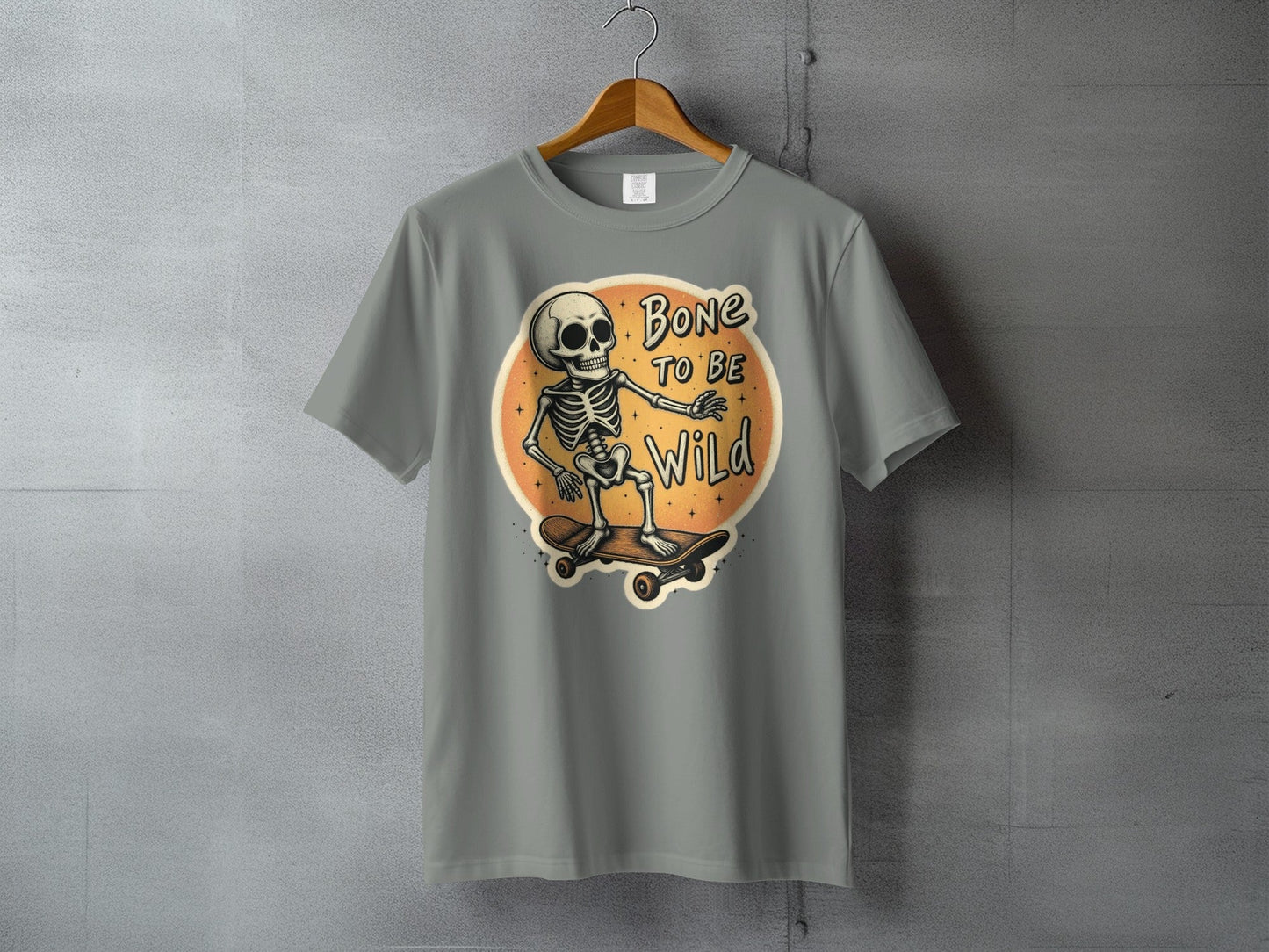 Bone To Be Wild Skeleton Skateboarding Graphic Art T-Shirt - IconVexa