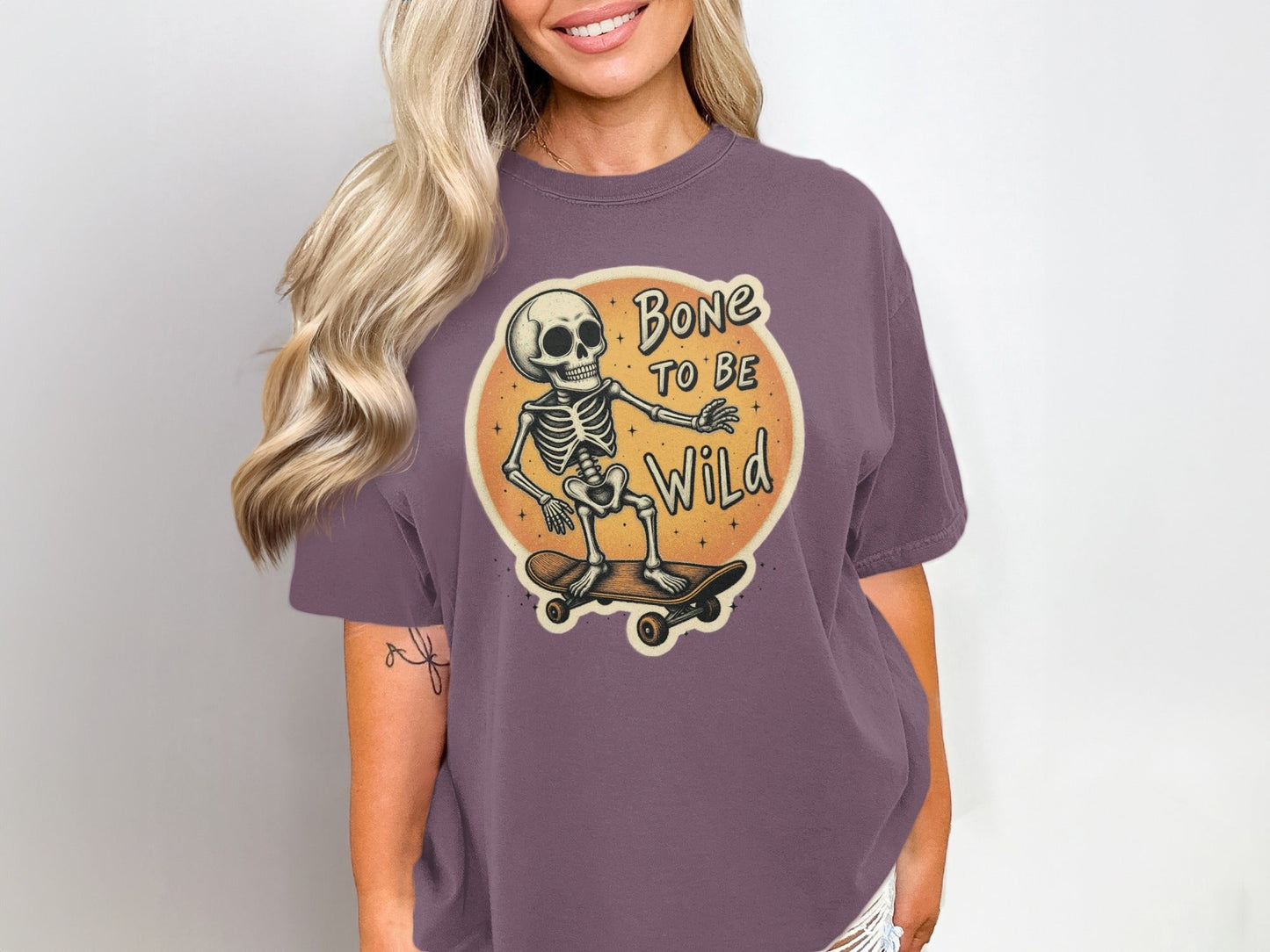 Bone To Be Wild Skeleton Skateboarding Graphic Art T-Shirt - IconVexa