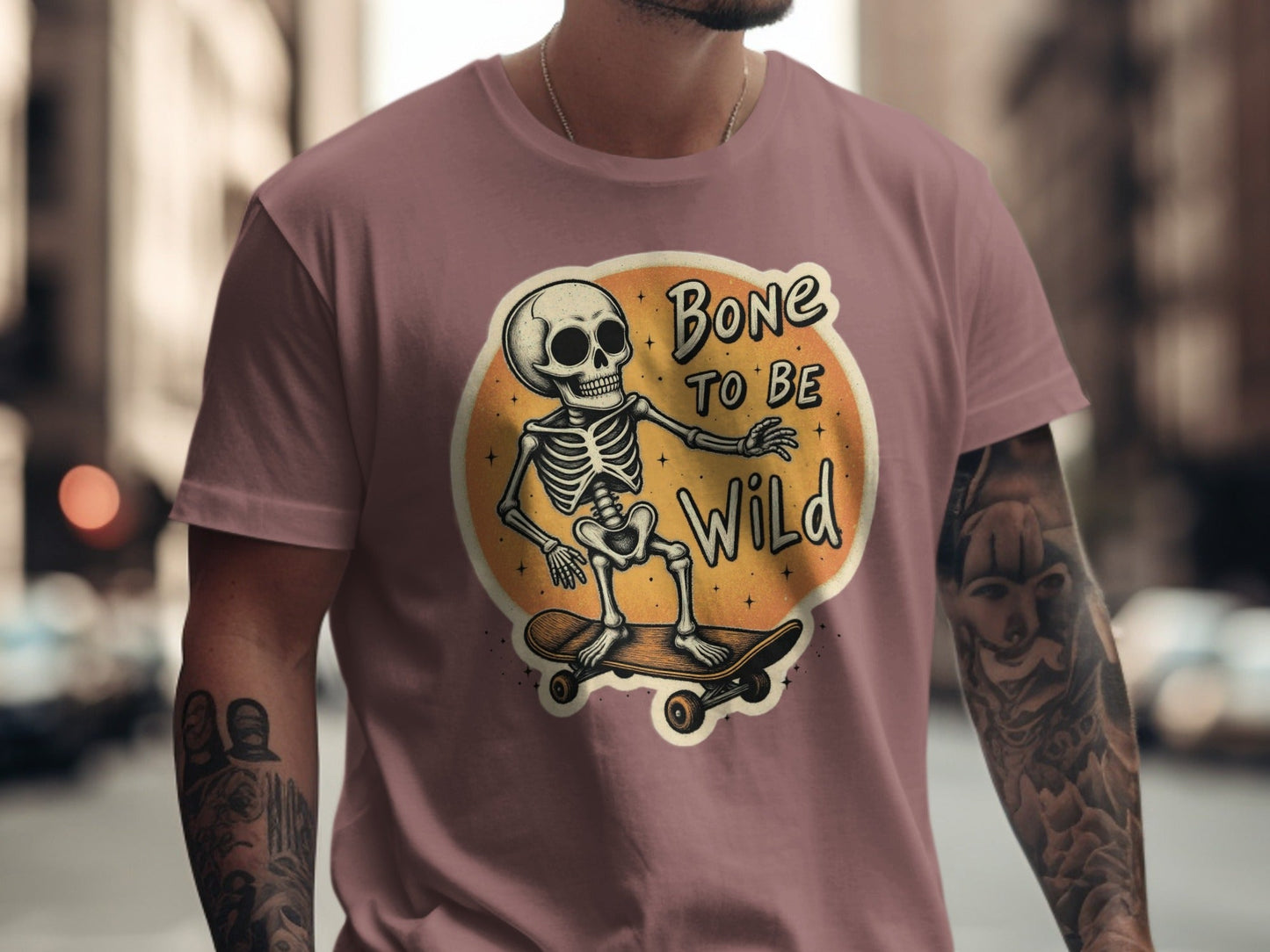 Bone To Be Wild Skeleton Skateboarding Graphic Art T-Shirt - IconVexa