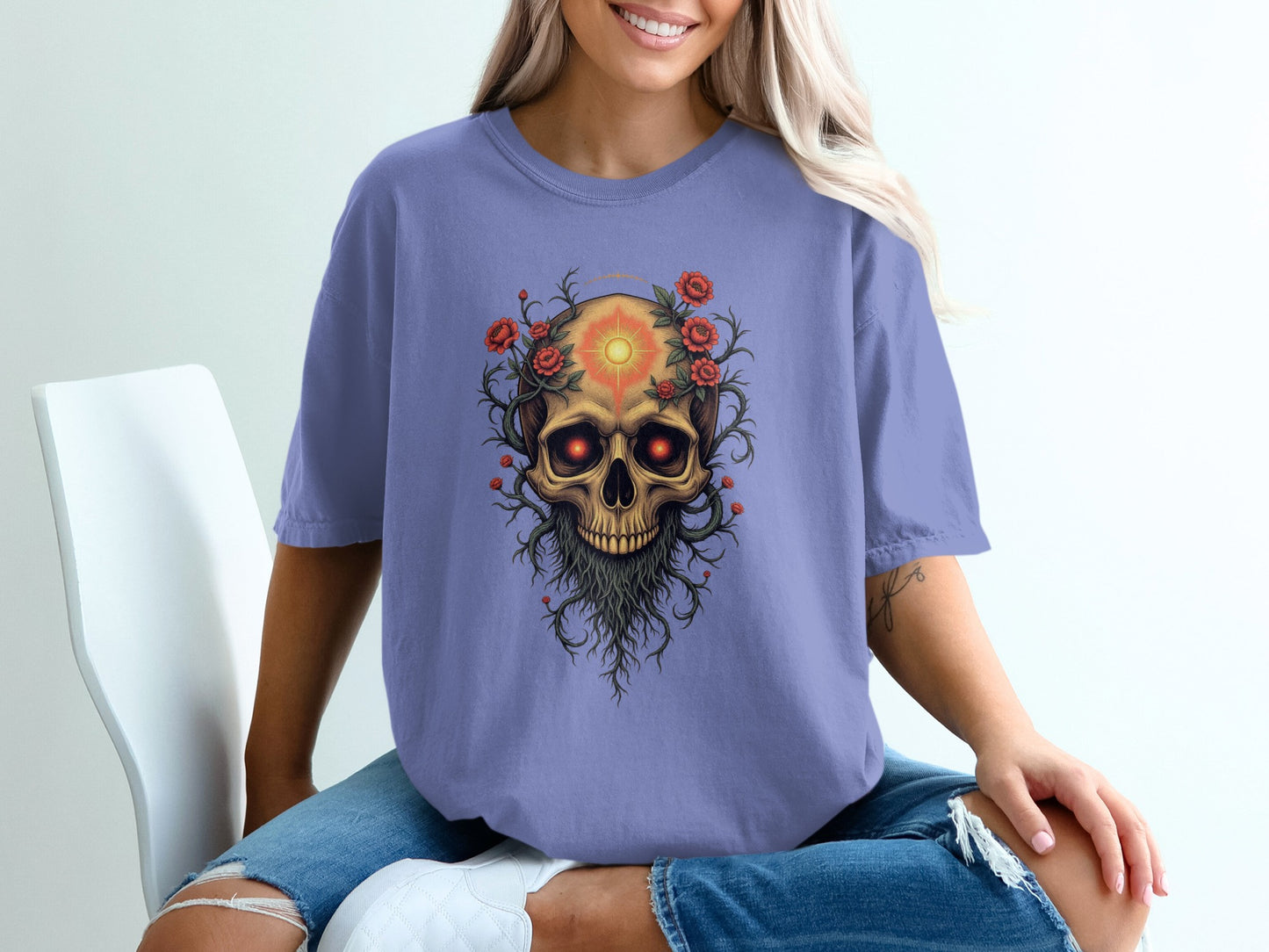 Skull With Roses And Sun Graphic Design Shirt product type