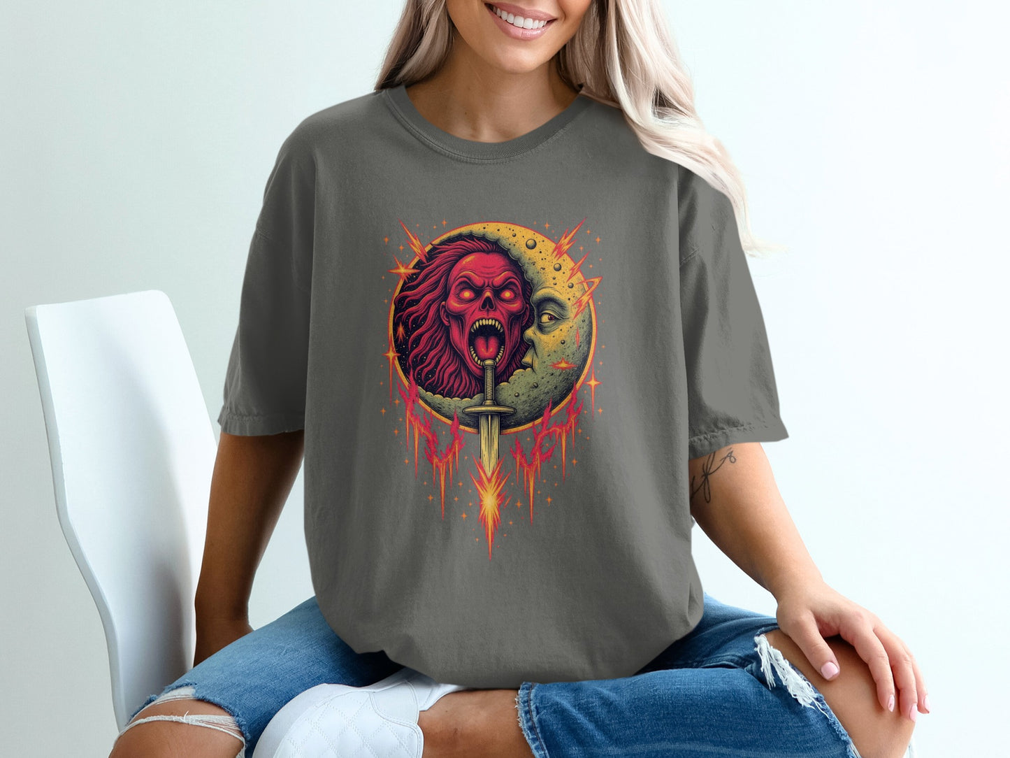 Fierce Lion Head with Dagger Graphic T-shirt product