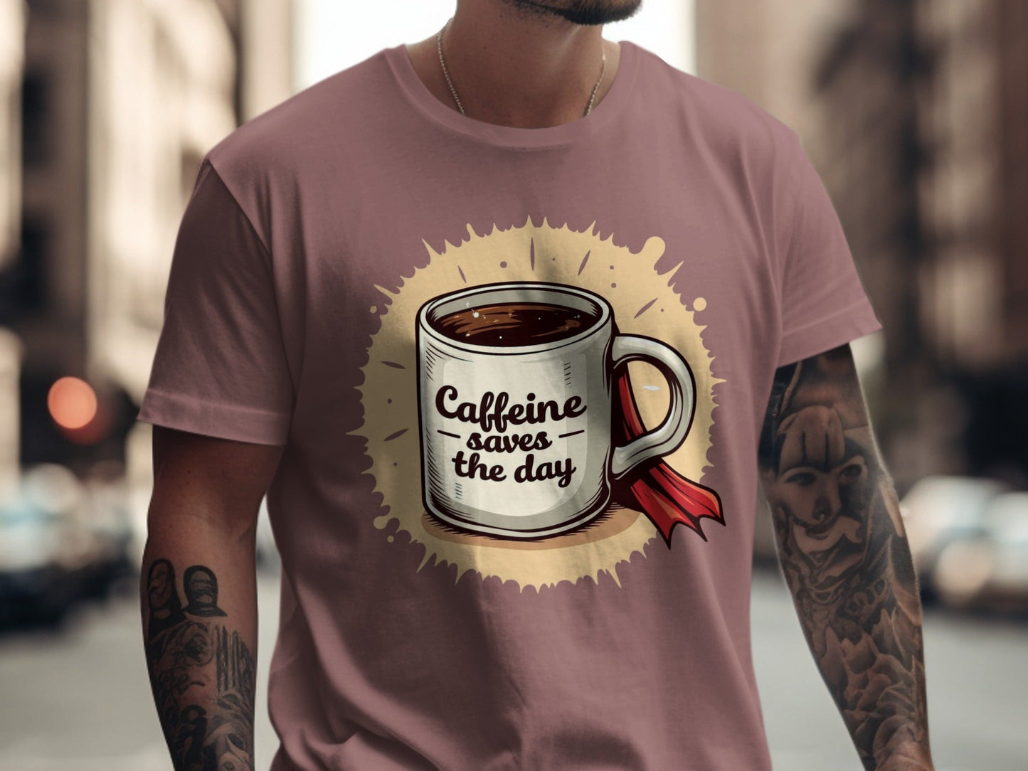 Caffeine Saves The Day Coffee Lover Graphic Design T-Shirt - IconVexa