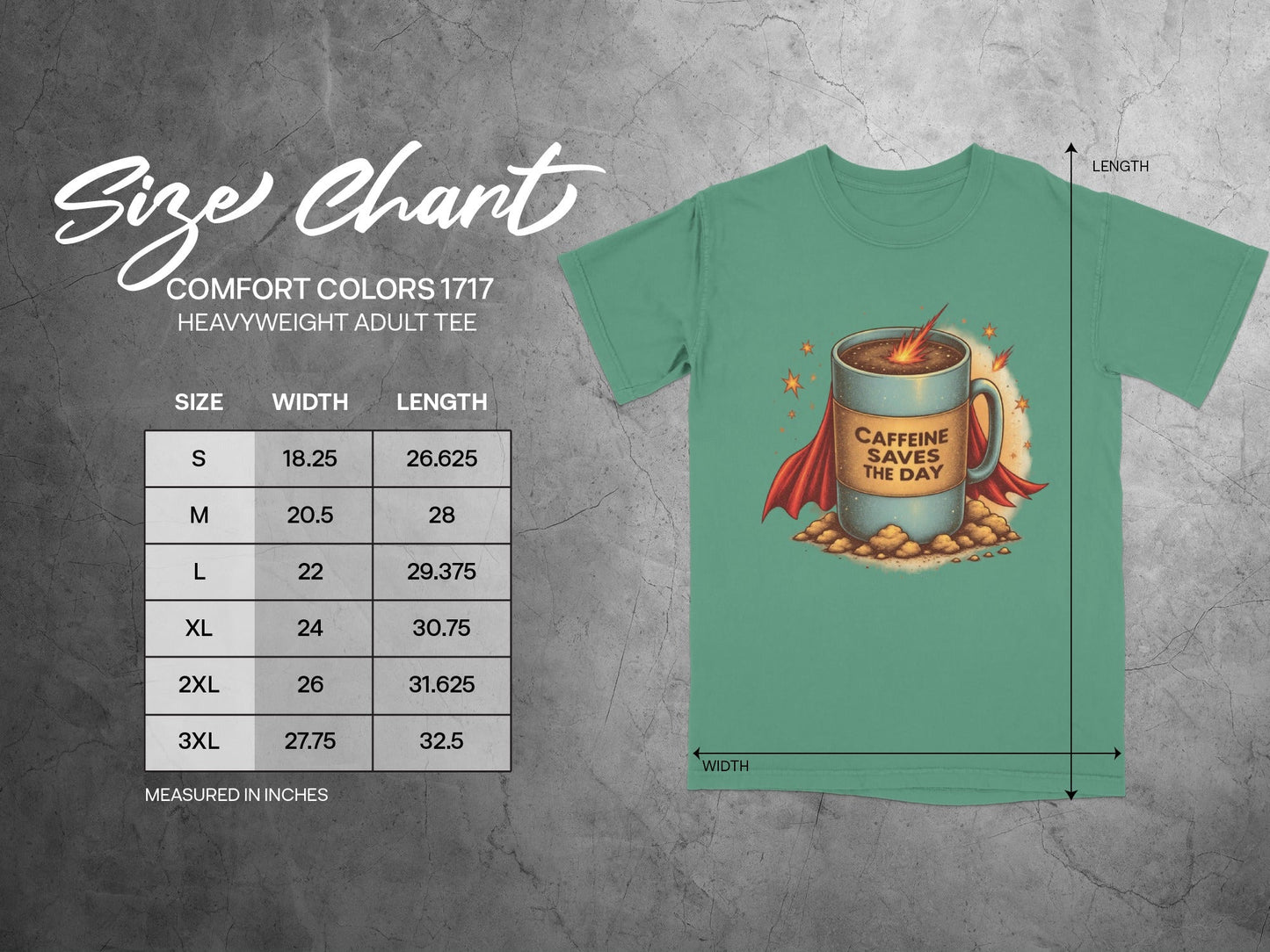 Caffeine Saves The Day Funny Coffee Super Hero T-Shirt - IconVexa