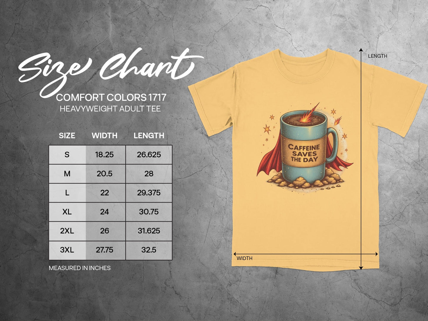 Caffeine Saves The Day Funny Coffee Super Hero T-Shirt - IconVexa