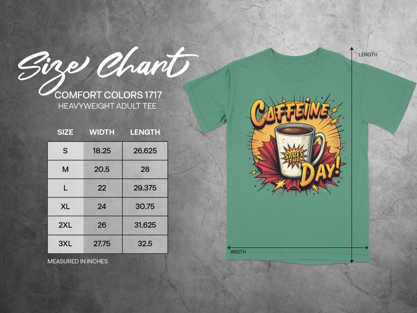 Caffeine Saves The Day! Graphic Novel Style Design T-Shirt - IconVexa