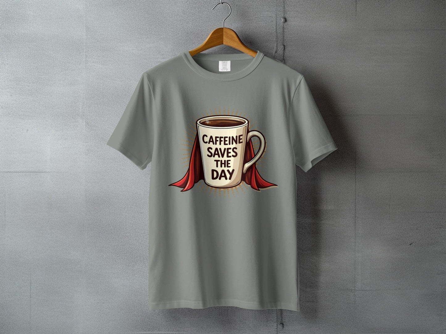 Caffeine Saves The Day Graphic Novelty Tee Top T-Shirt - IconVexa