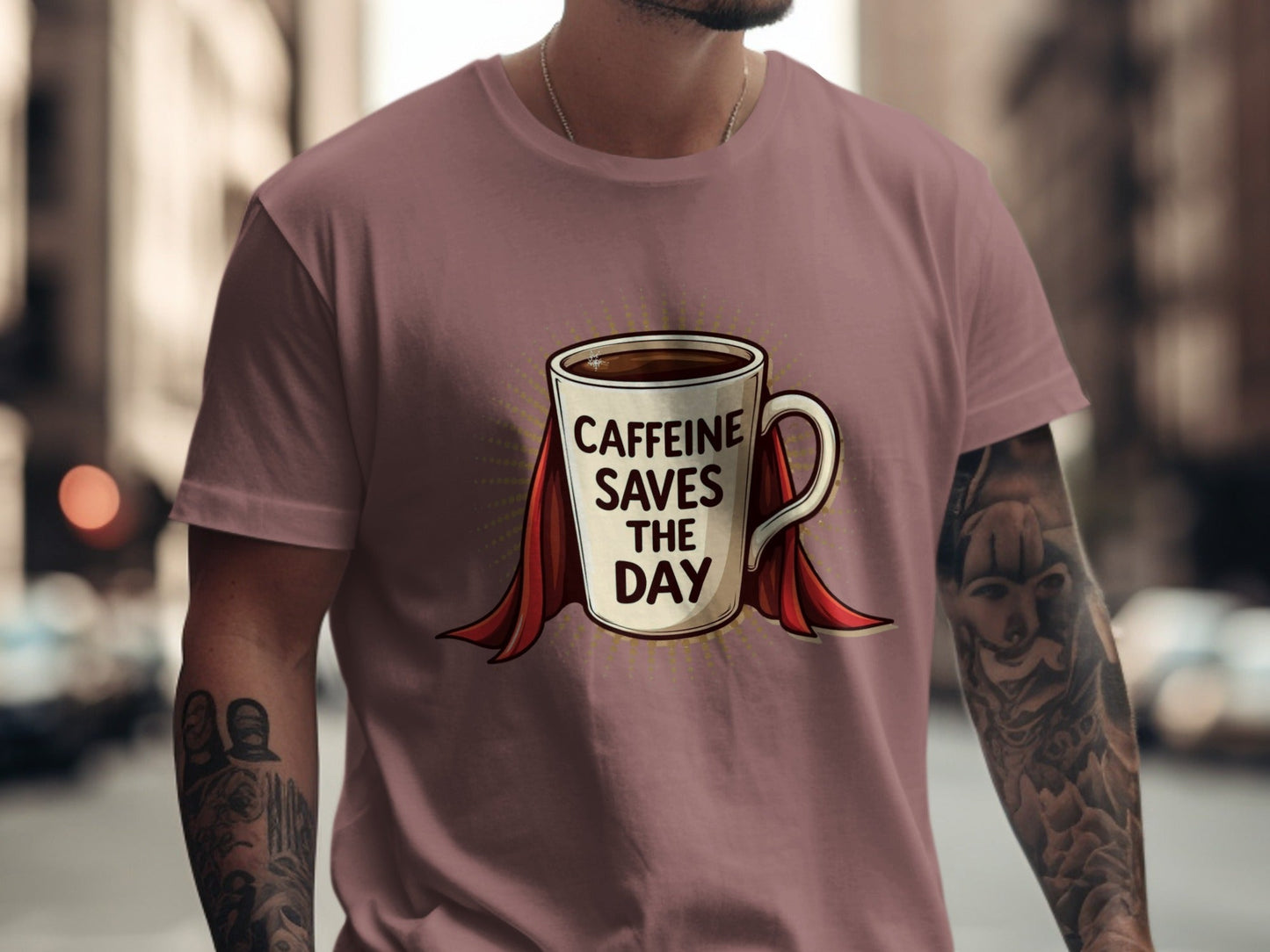 Caffeine Saves The Day Graphic Novelty Tee Top T-Shirt - IconVexa